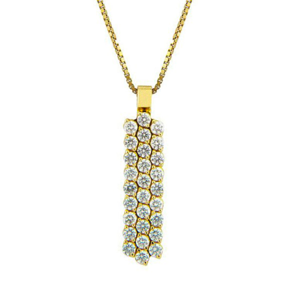 Multi-size Pendant 3 Rows Diamonds