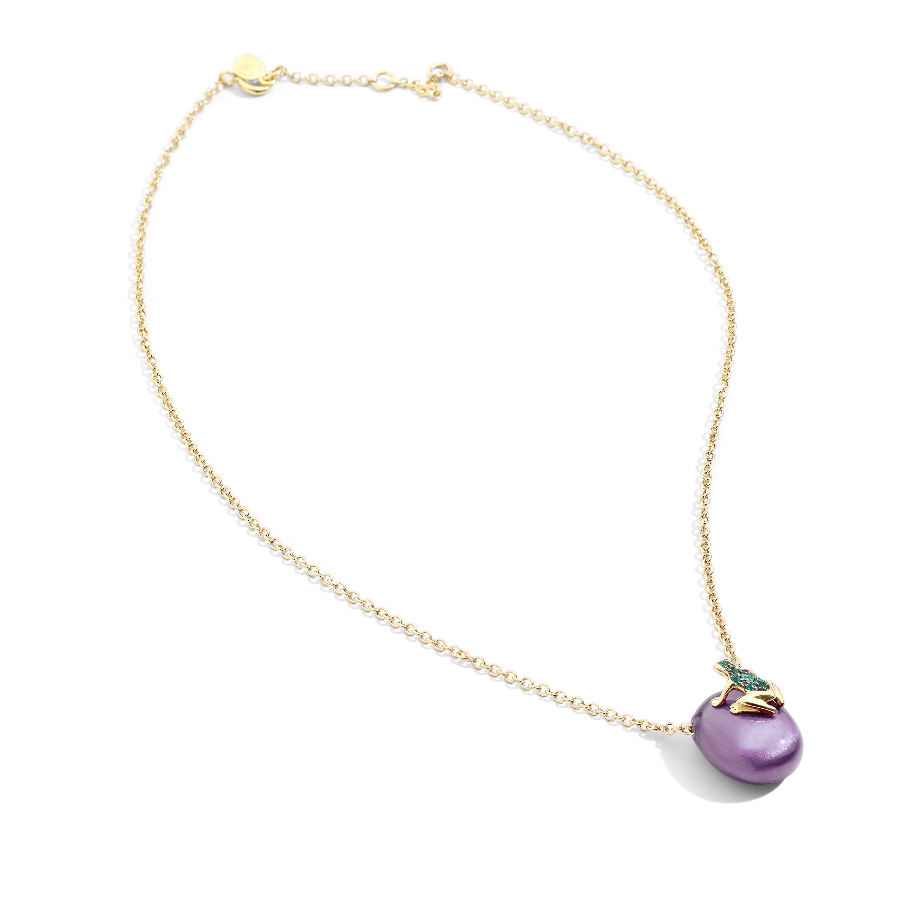 Purple Happy Frog Necklace Emeralds  2nd view - COI Exclusive
