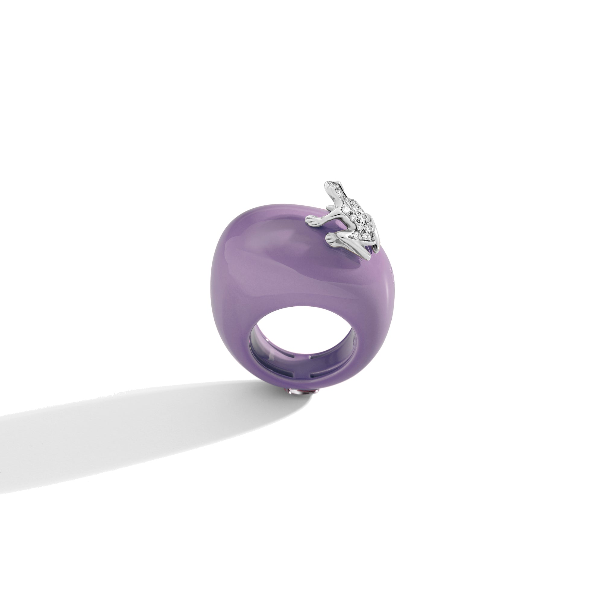 Purple Happy Frog Ring White Gold and Diamonds - COI Exclusive