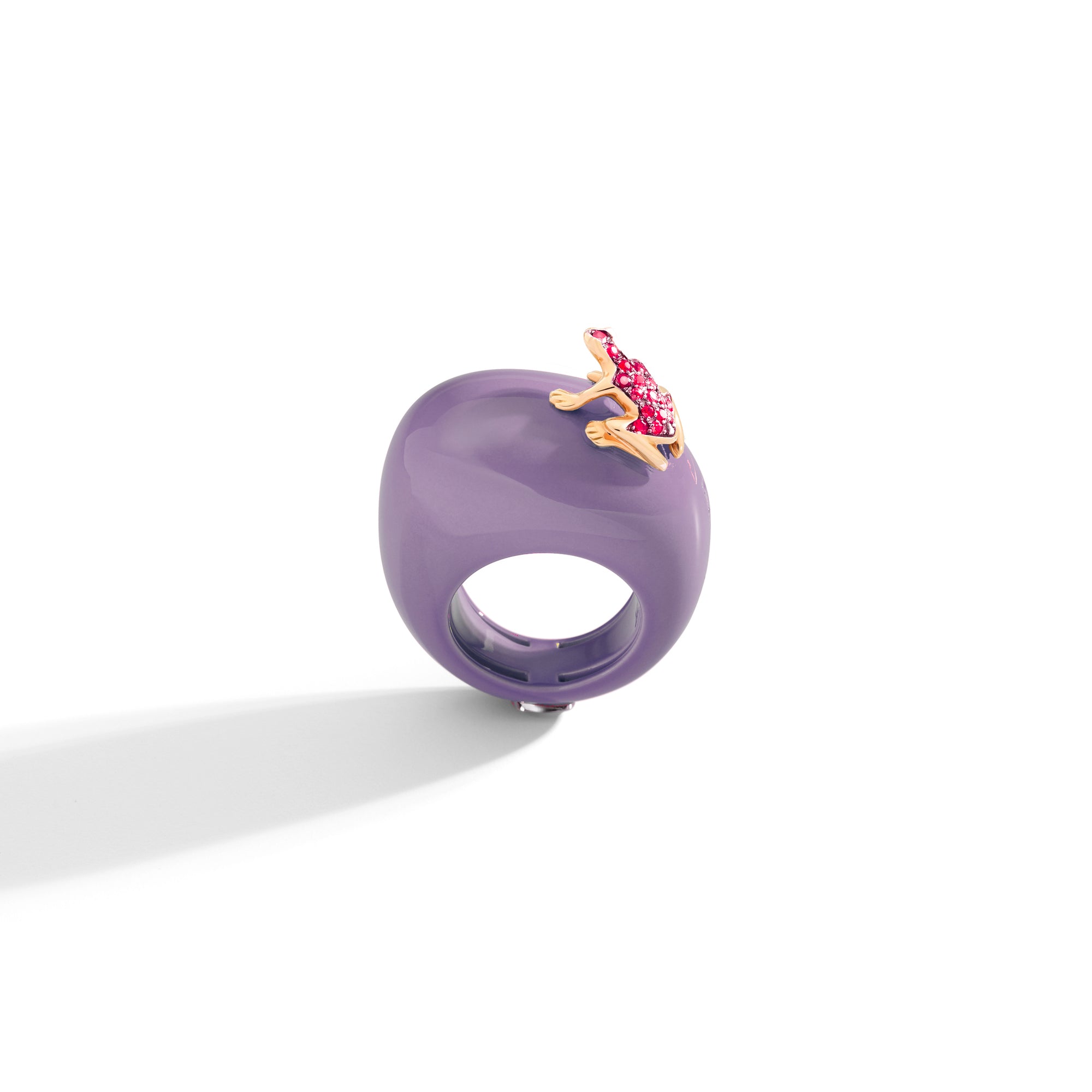 Purple Happy Frog Ring Rubies - COI Exclusive