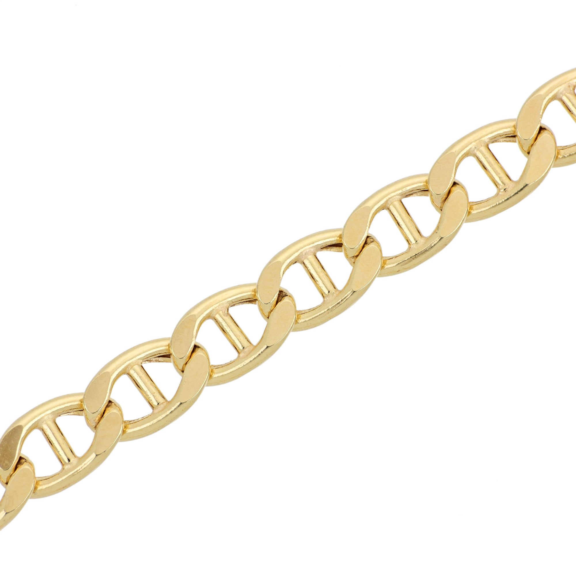Detail Yellow Gold Marine Flat Link Necklace