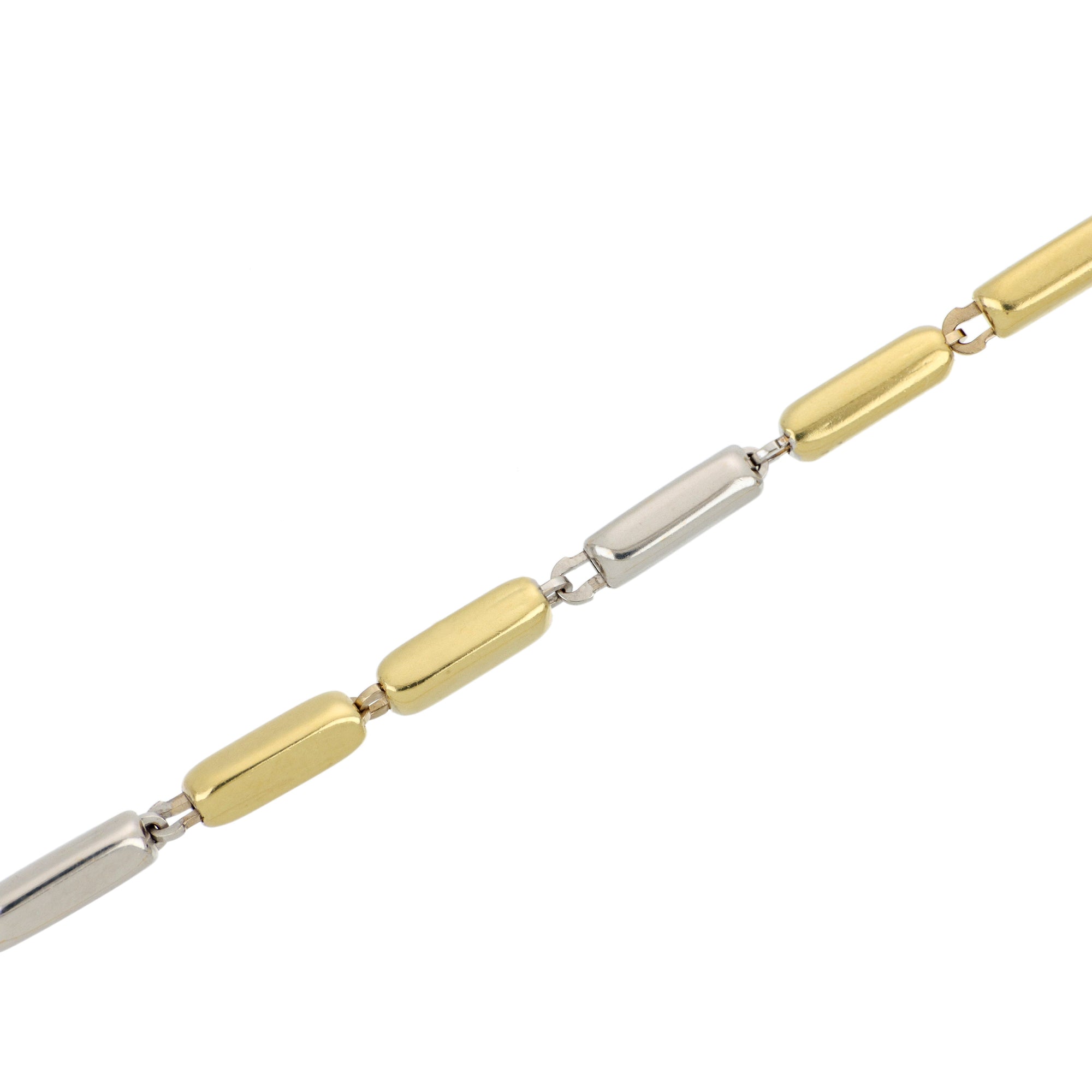 Detail Yellow and White Gold Round Link Necklace