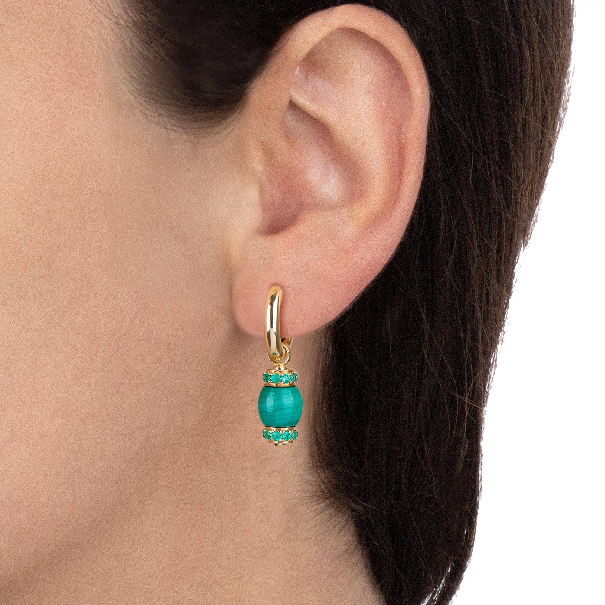 Worn - Le Carrousel Earrings Malachite and Emeralds