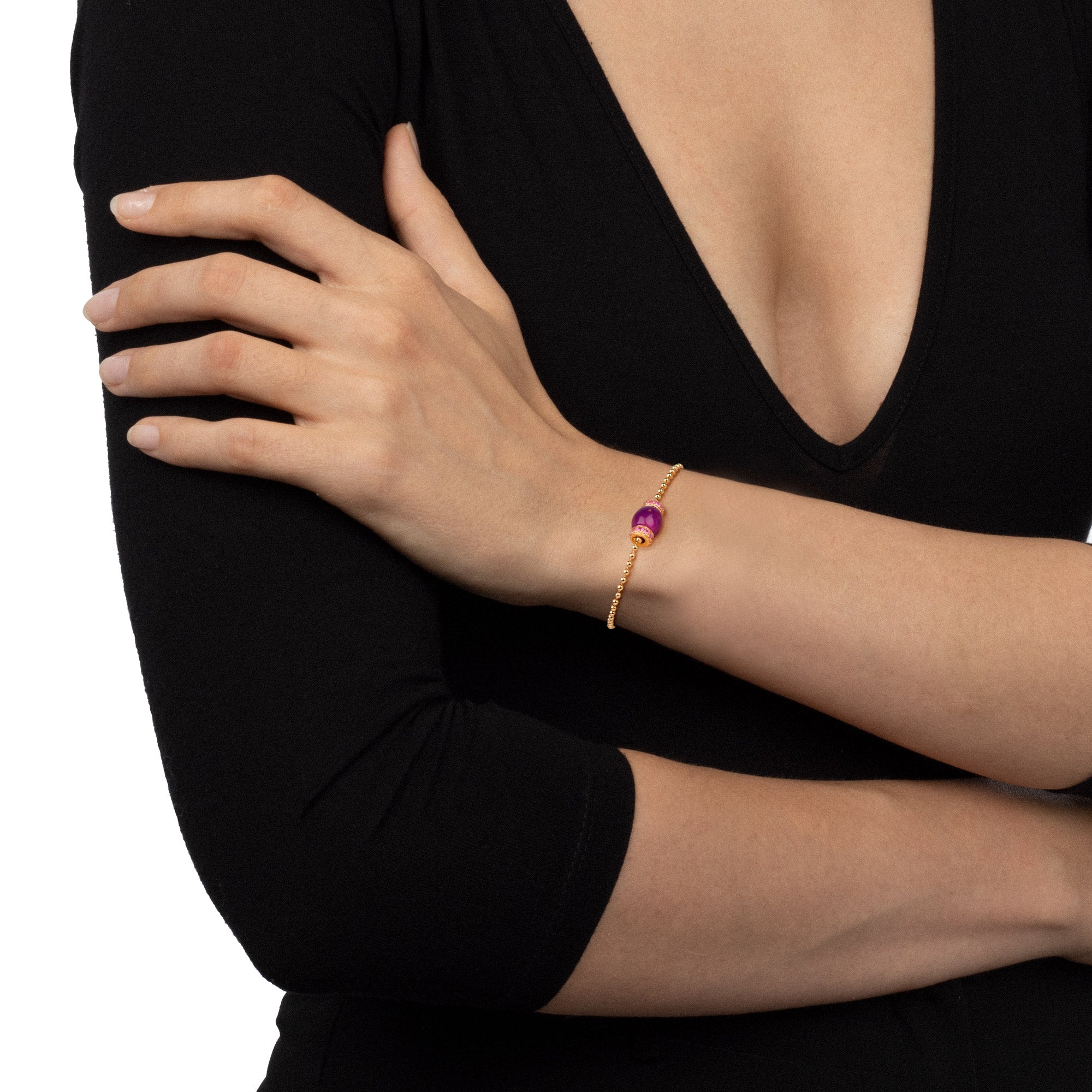 Worn - Le Carrousel Bracelet Purple Jade and Pink Sapphires
