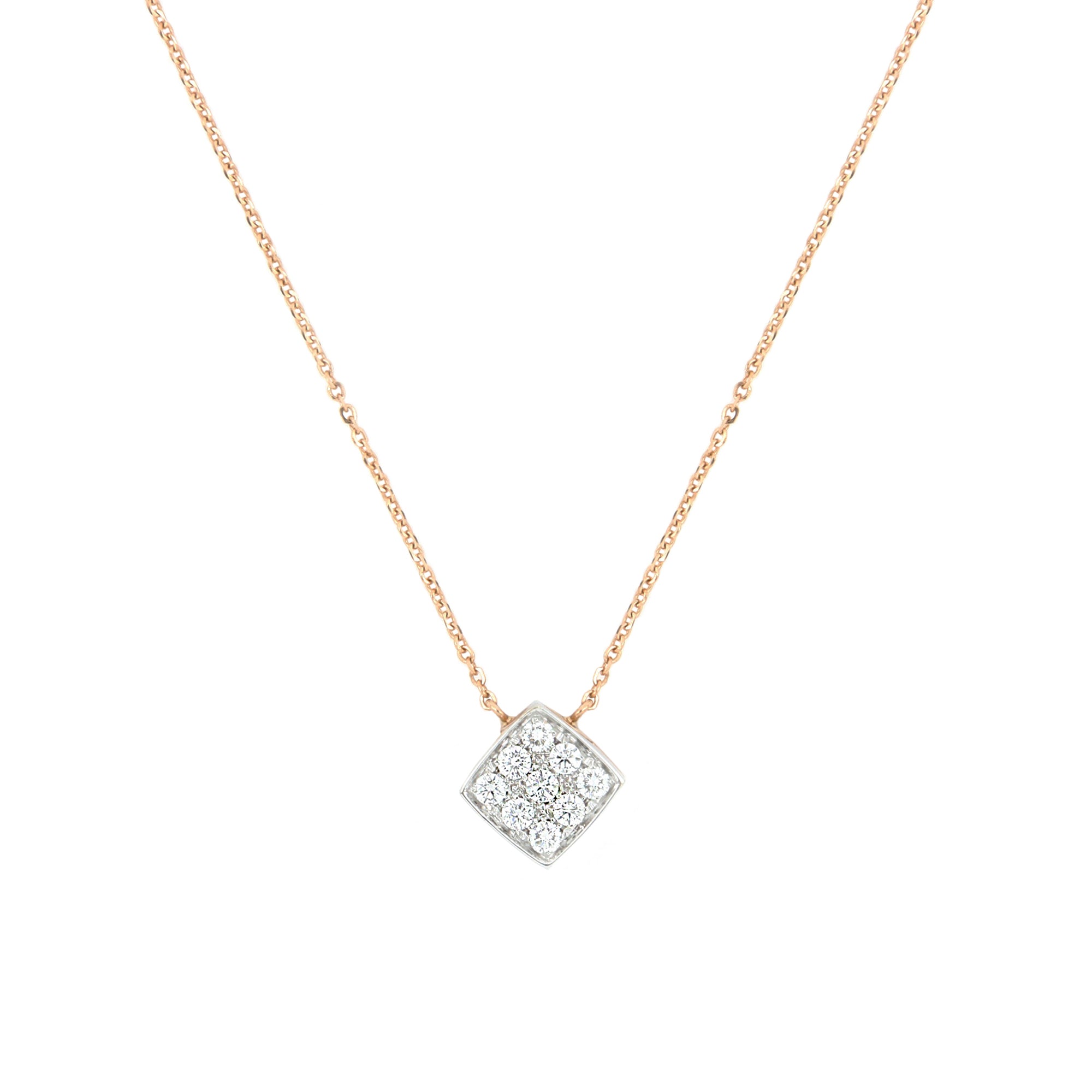 Secret Necklace With Squared Pendant of Diamonds - Detail