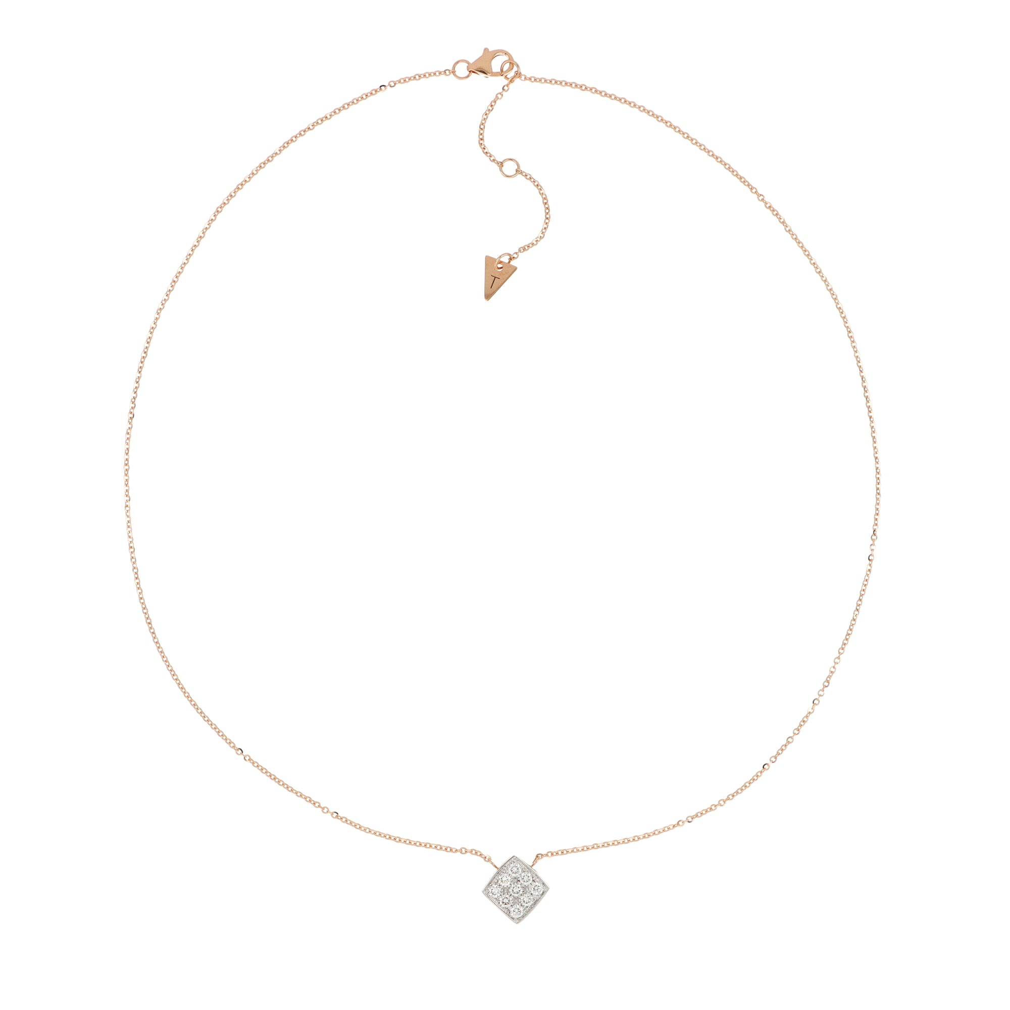 Secret Necklace With Squared Pendant of Diamonds