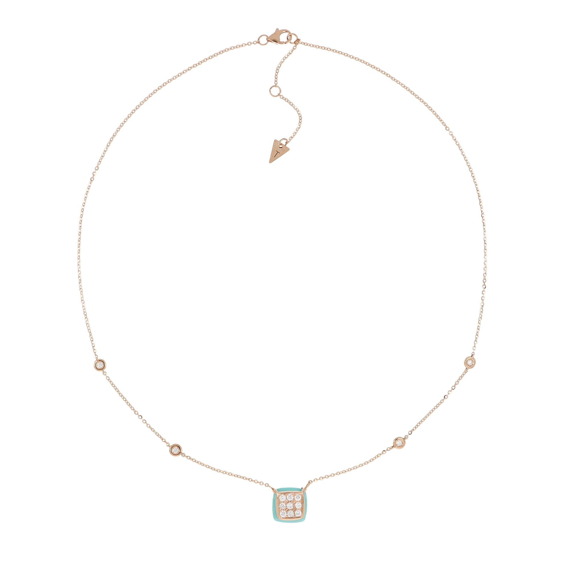 Bonbon Necklace Square Turquoise And Diamonds