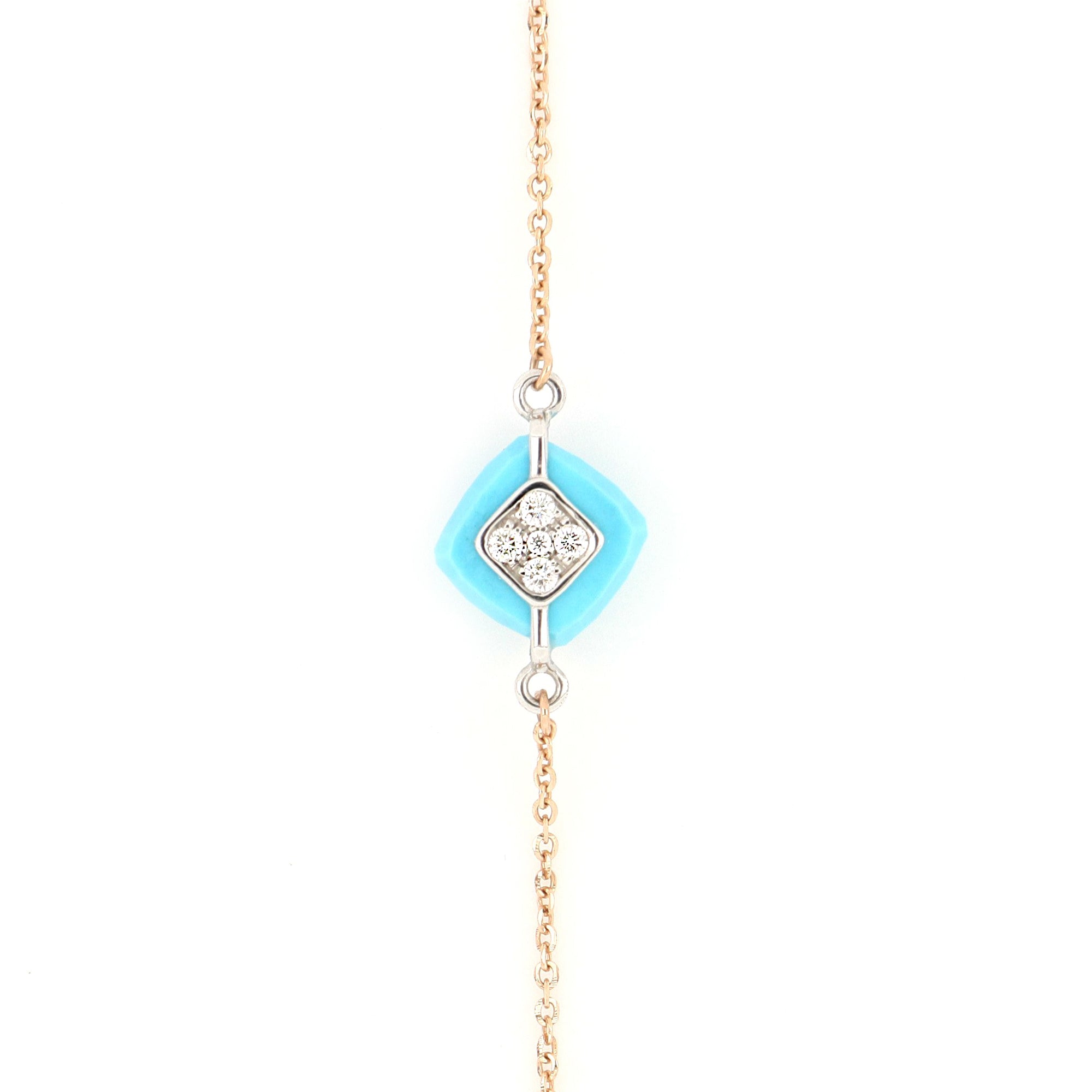 Square Detail - Bonbon 110 cm Necklace with Natural Stones and Diamonds