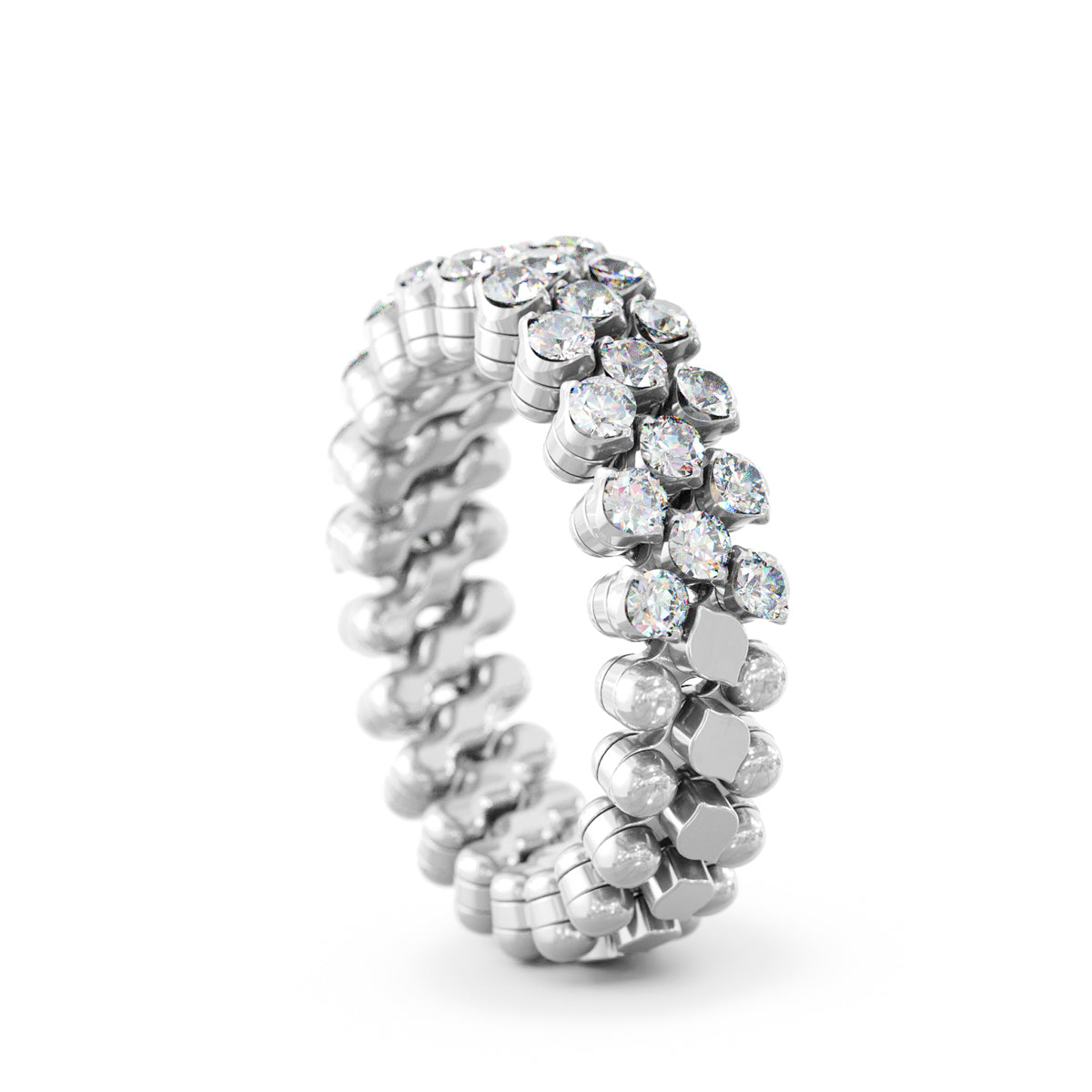 Multi-size Ring White Gold and Diamonds 