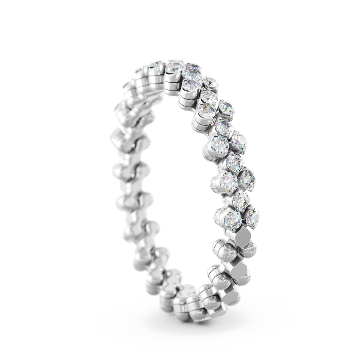Multi-size Ring White Gold and Diamonds Open