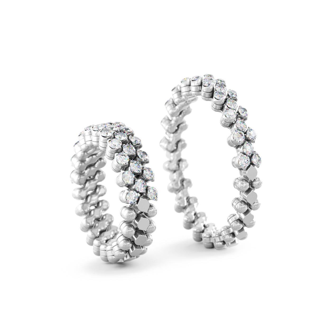 Multi-size Ring White Gold and Diamonds Two Sizes