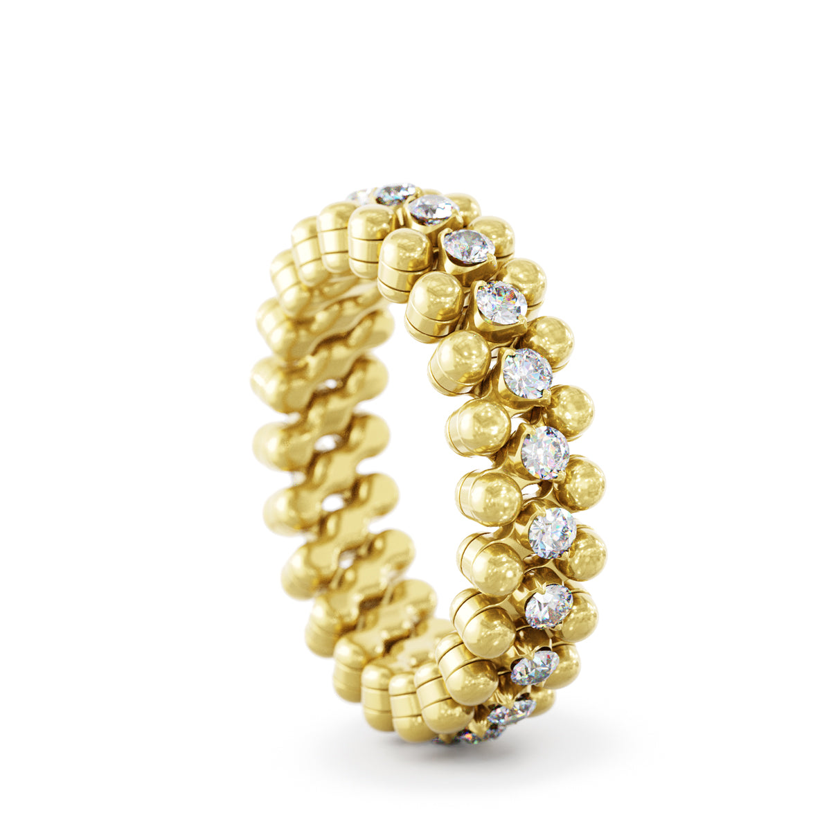Multi-size Ring Yellow Gold and Diamonds