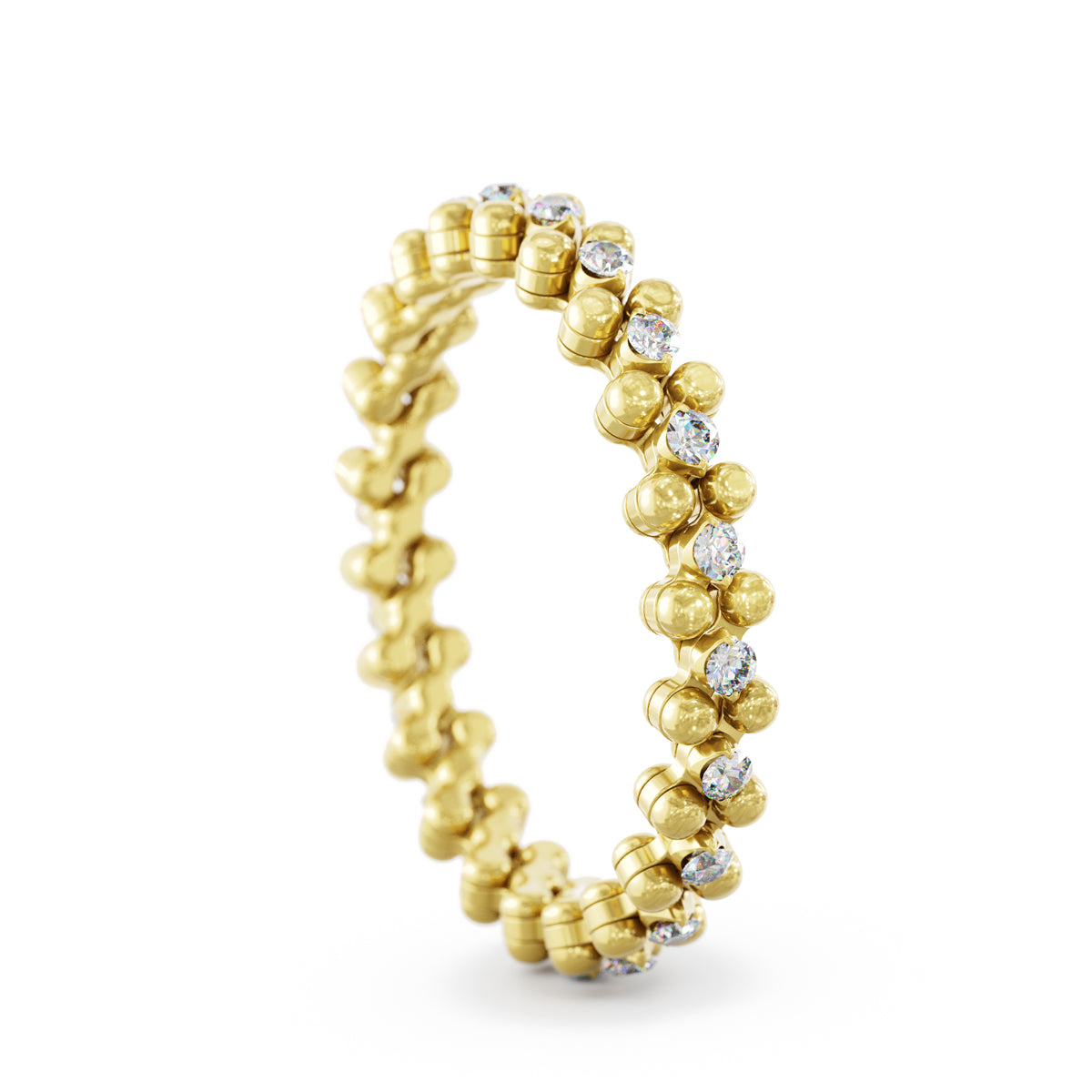 Multi-size Ring Yellow Gold and Diamonds Open