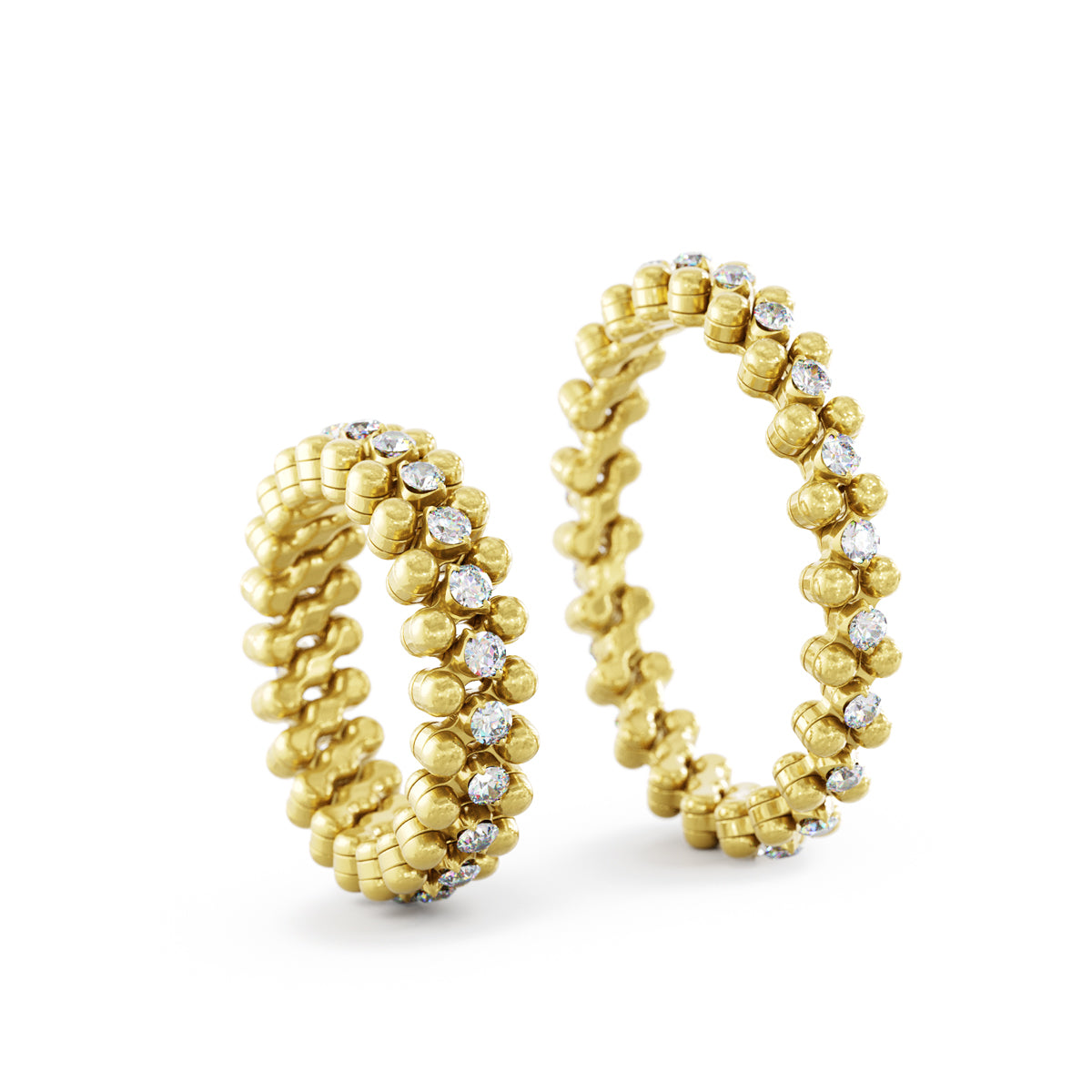 Multi-size Ring Yellow Gold and Diamonds Two Sizes