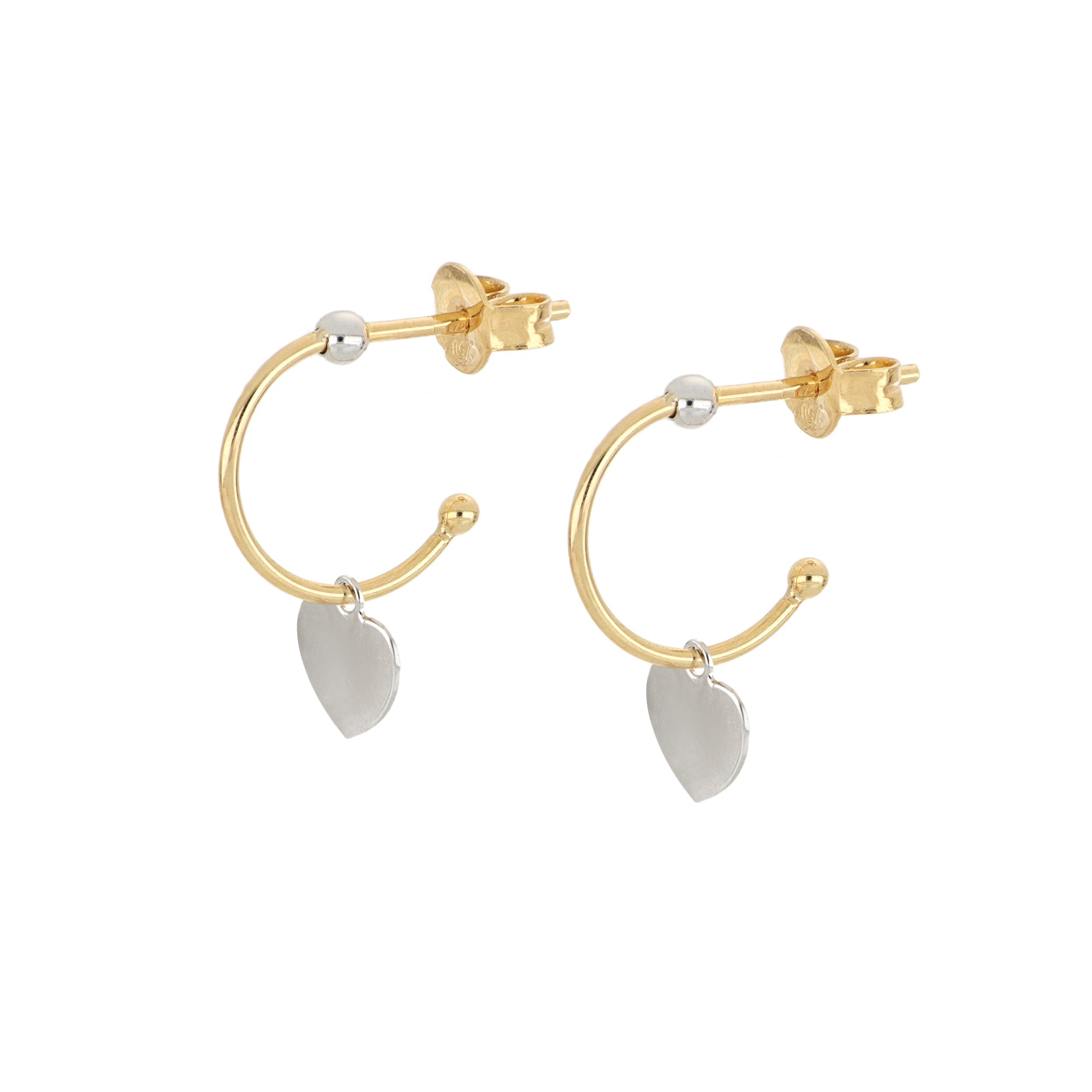 White Gold Heart Earrings