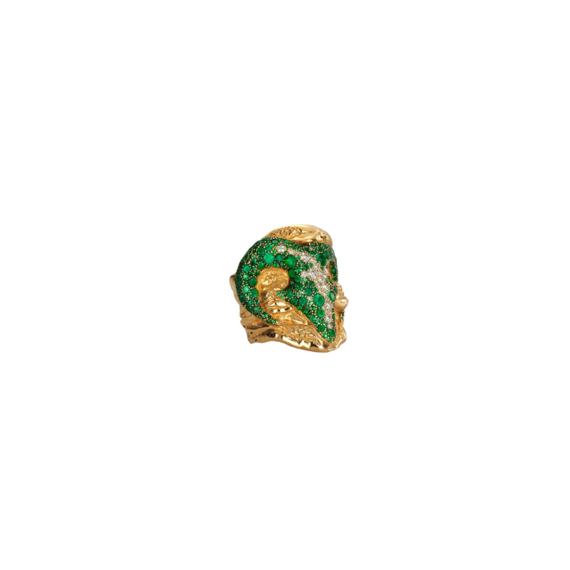Tha Maul Ring yellow gold, diamonds and emeralds