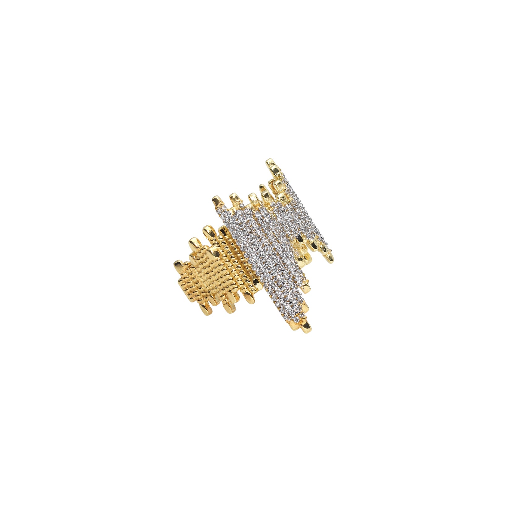 Side- Lumen Ring in yellow gold with diamonds