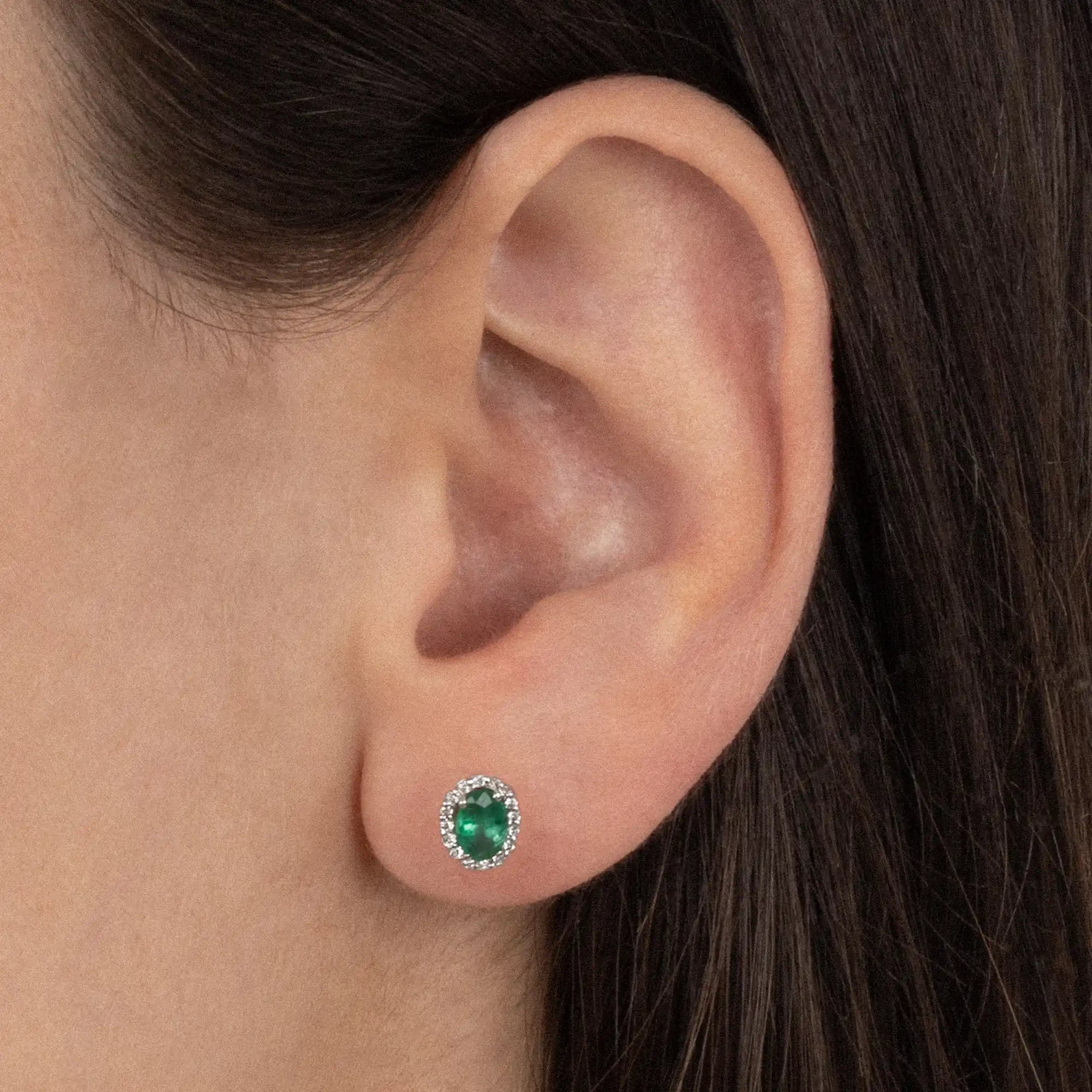 Worn Earrings with Diamonds and Emeralds (0.87)