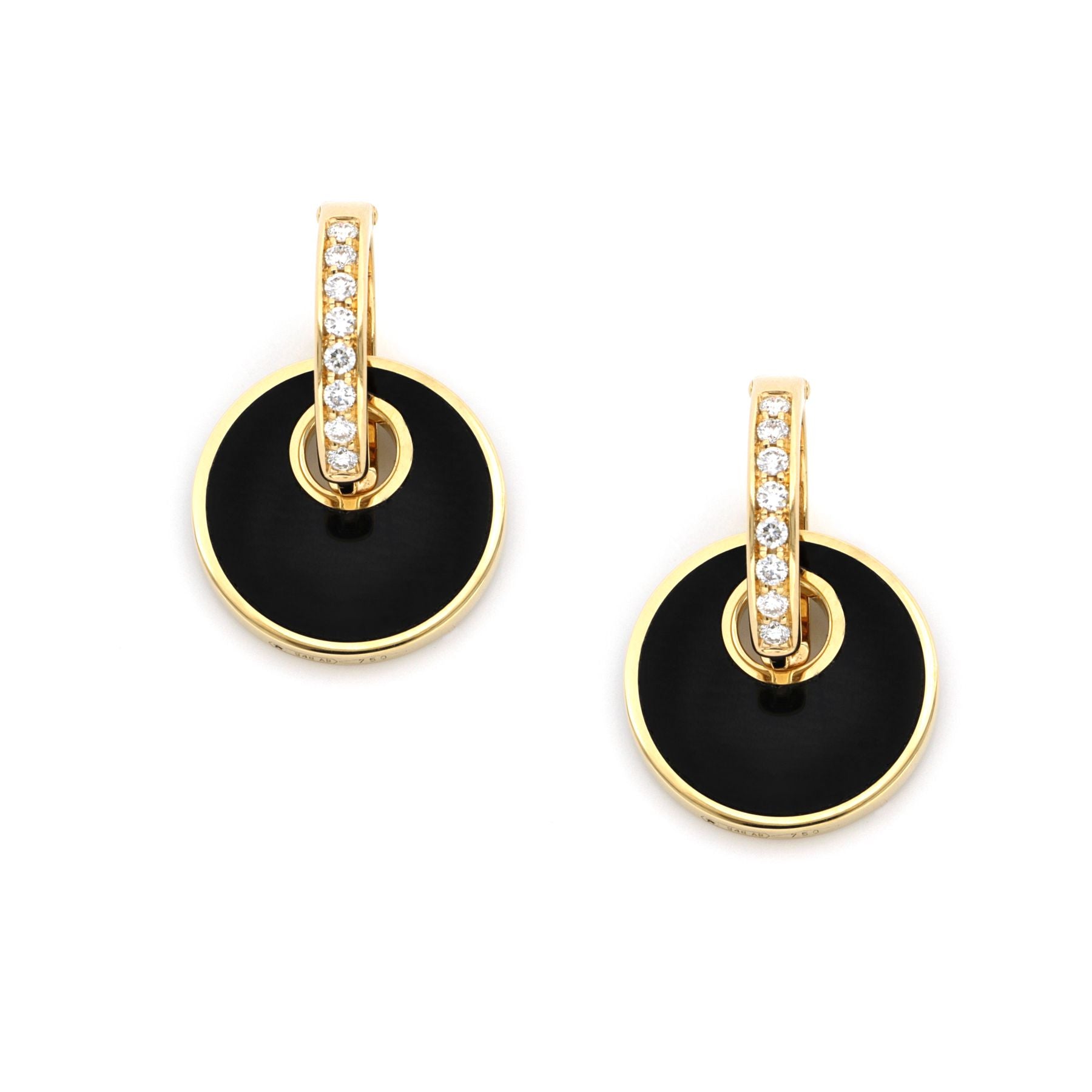 Giove Big Earrings Onyx And Diamonds