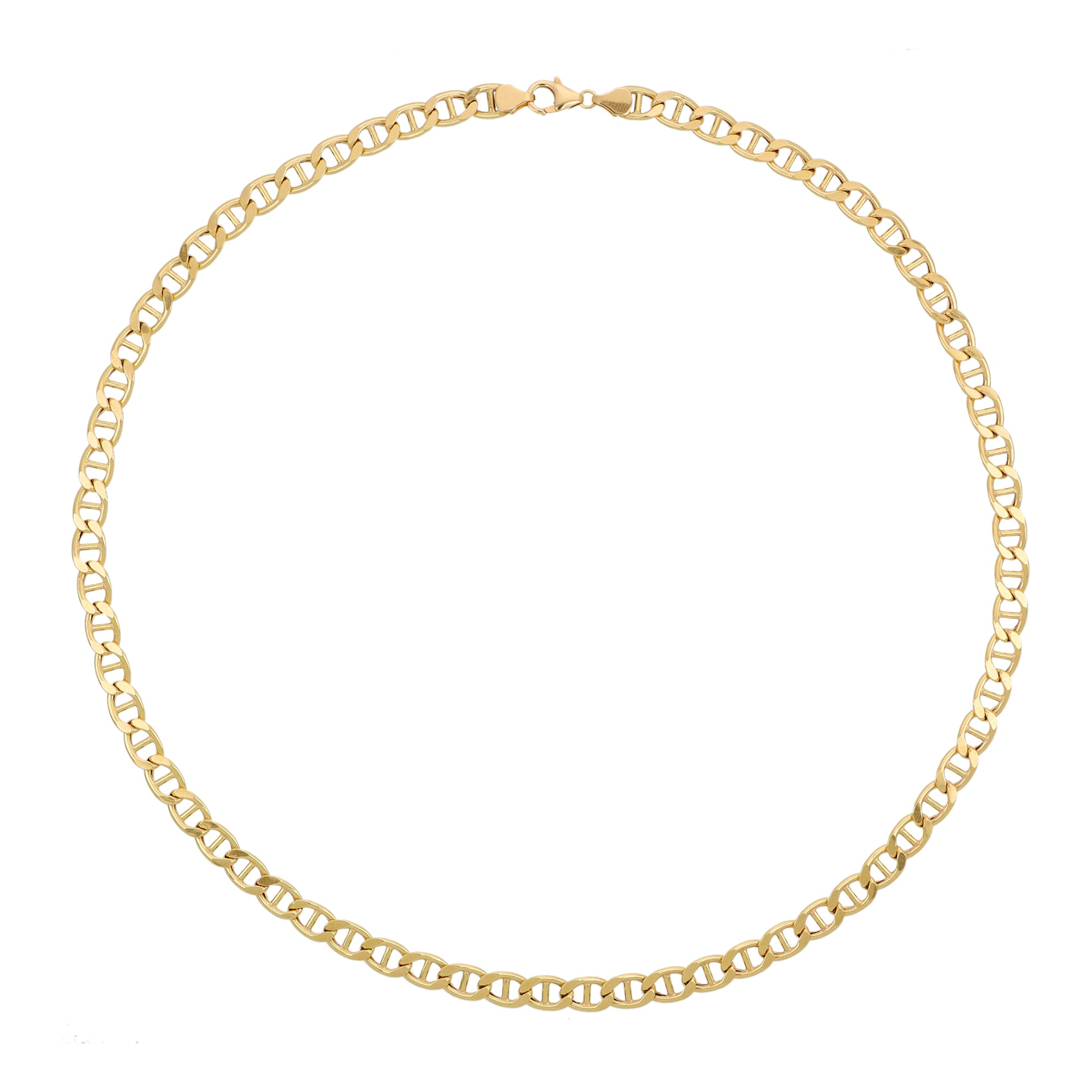 Yellow Gold Marine Flat Link Necklace