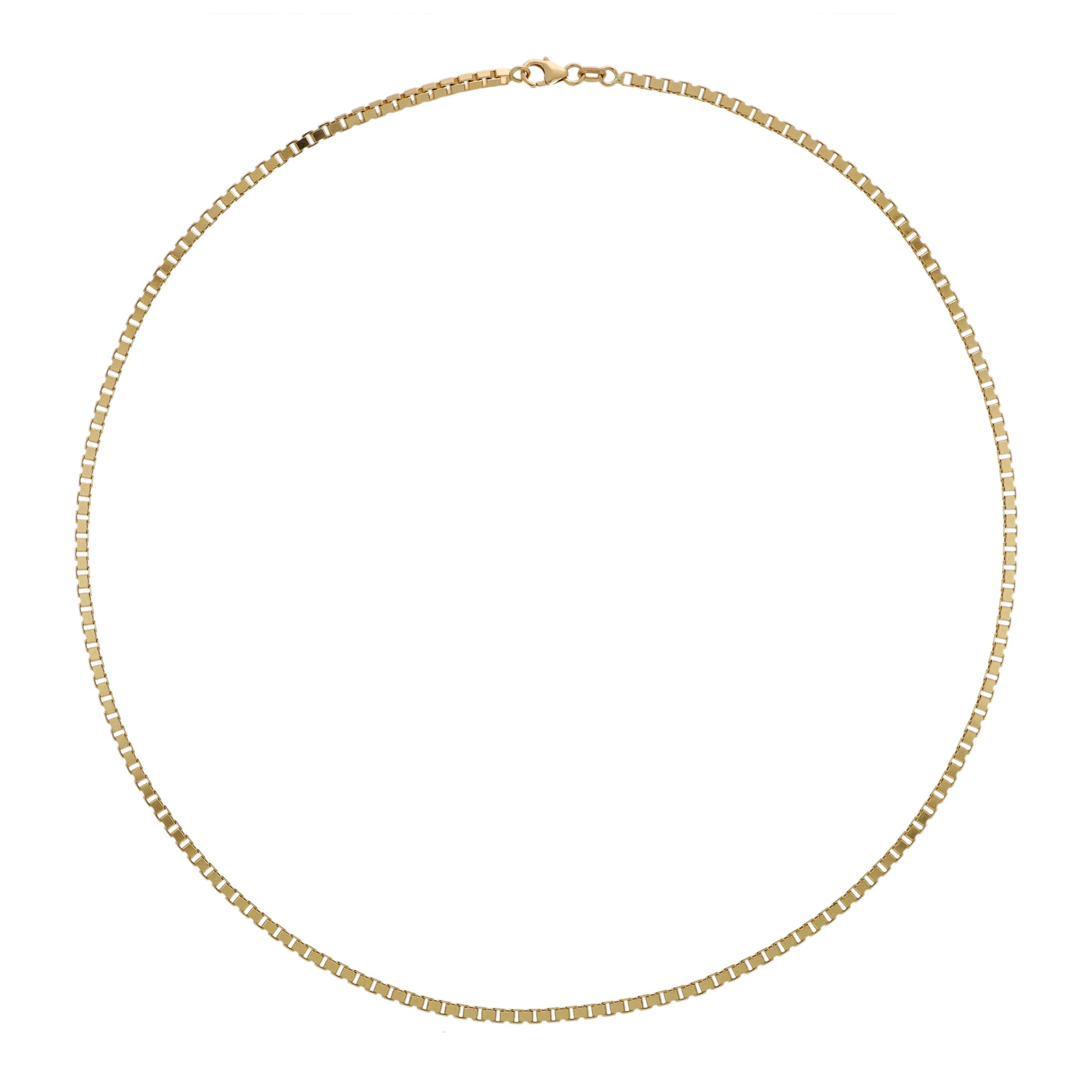 Yellow Gold Round Box Link Necklace