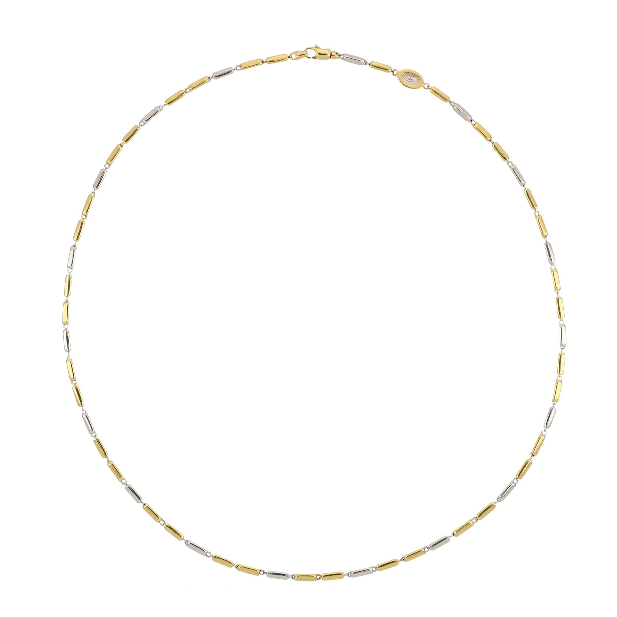 Yellow and White Gold Round Link Necklace