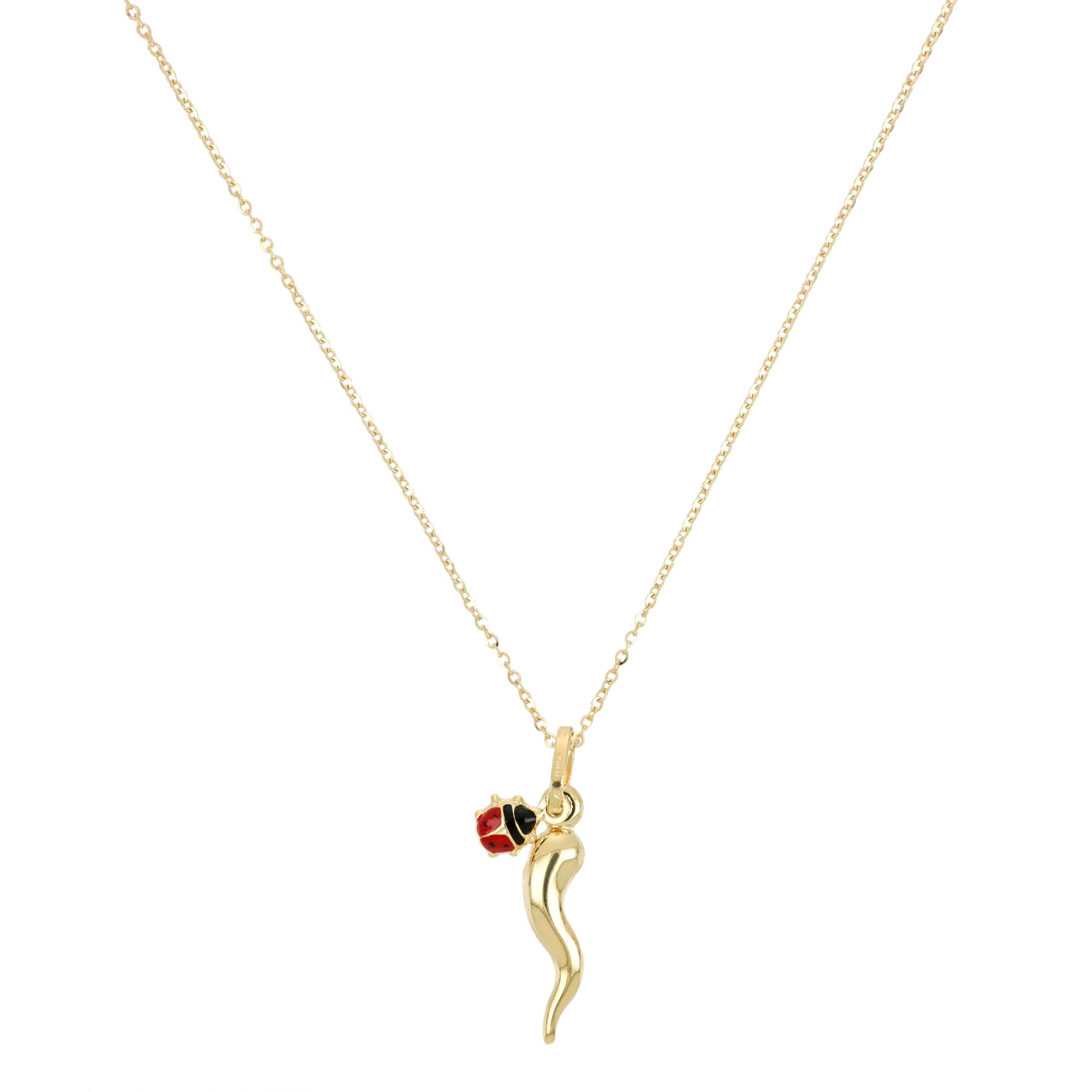Horn Charm and Ladybug Necklace