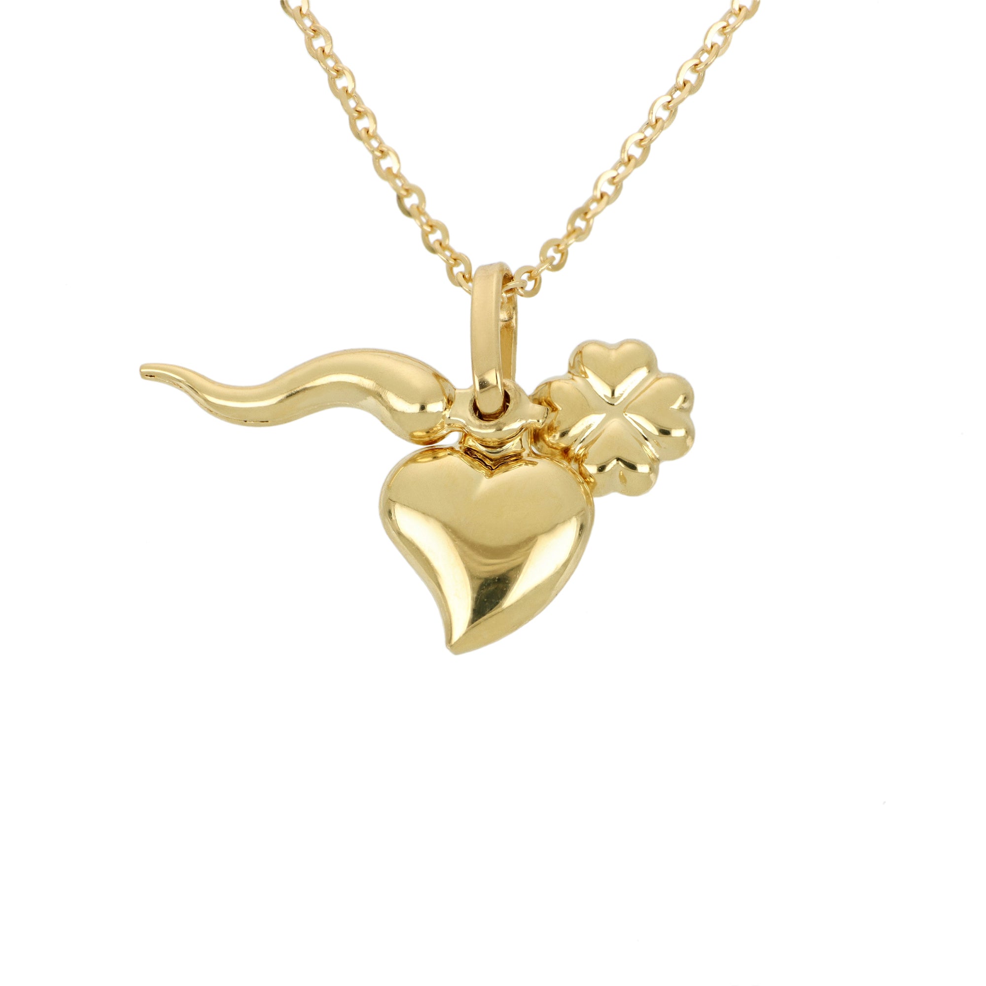  Heart, Four-Leaf Clover and Horn Charm