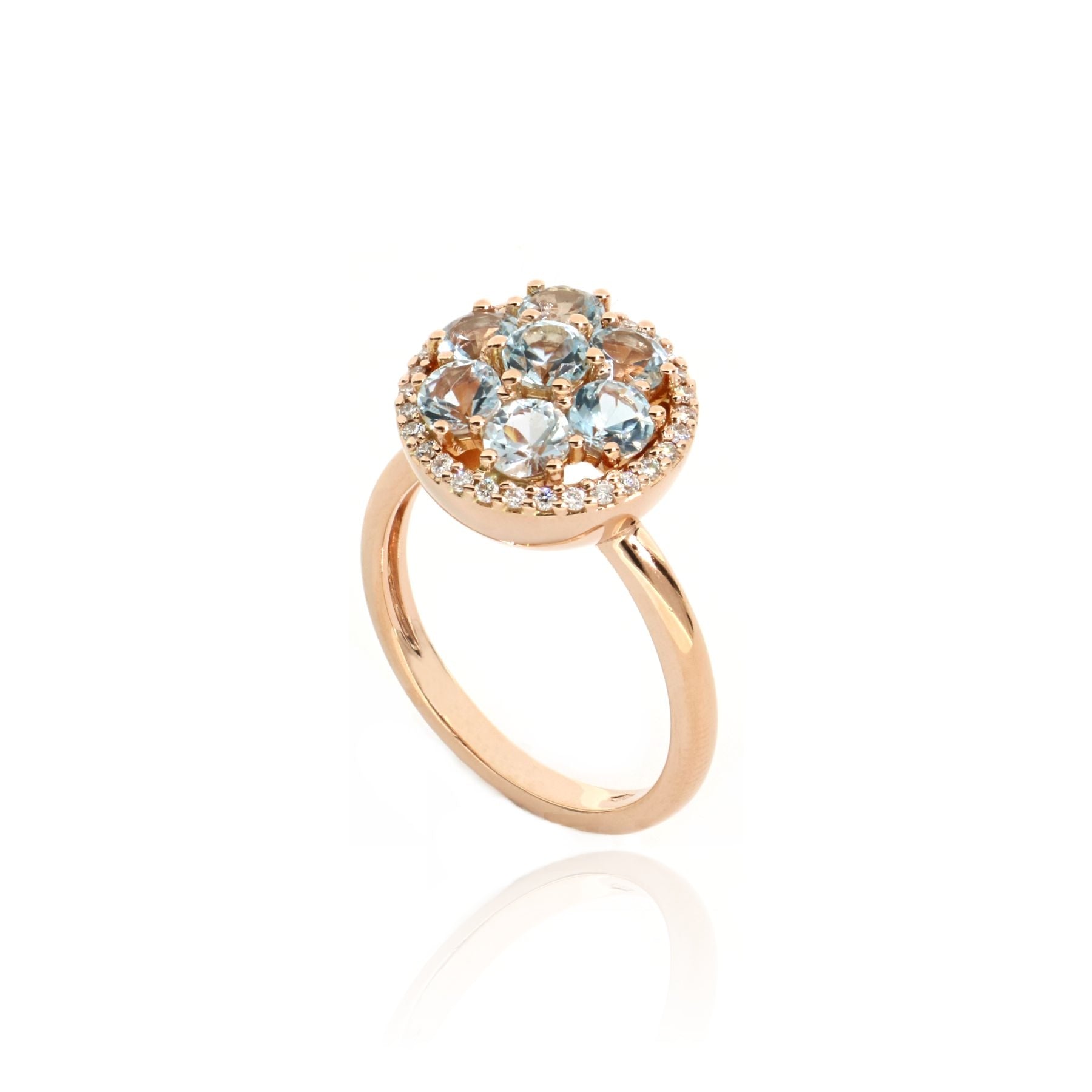 Video Rose and White Gold Ring With Topazes and Diamonds