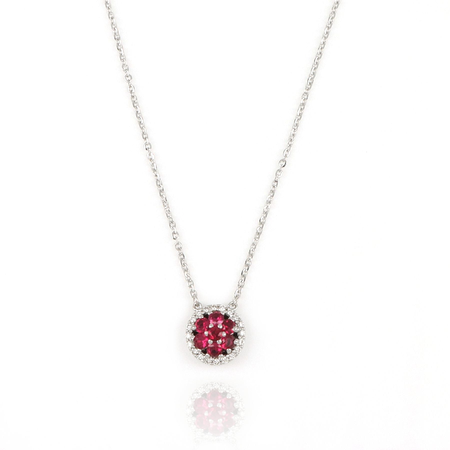 Video White Gold Necklace With Rubies And Diamonds