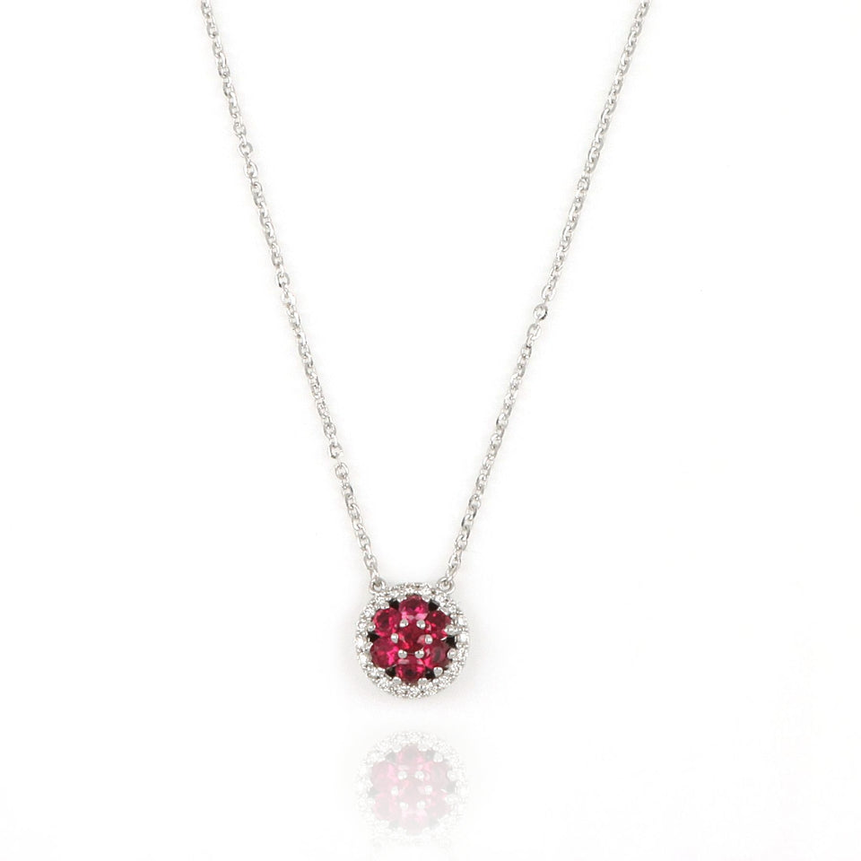 Video White Gold Necklace With Rubies And Diamonds