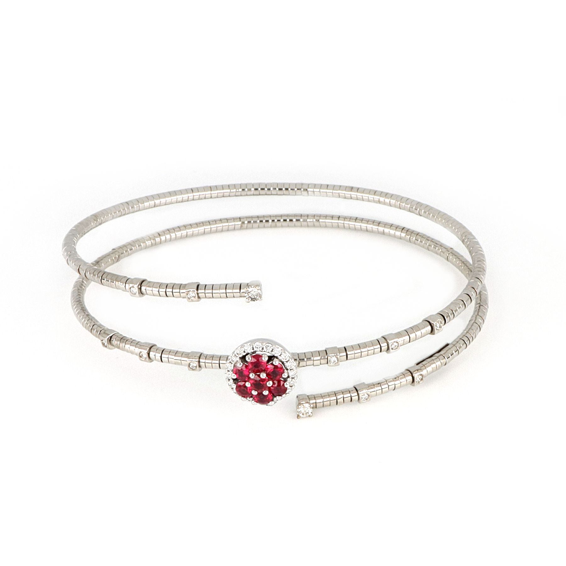 Video White Gold Bracelet With Rubies And Diamonds