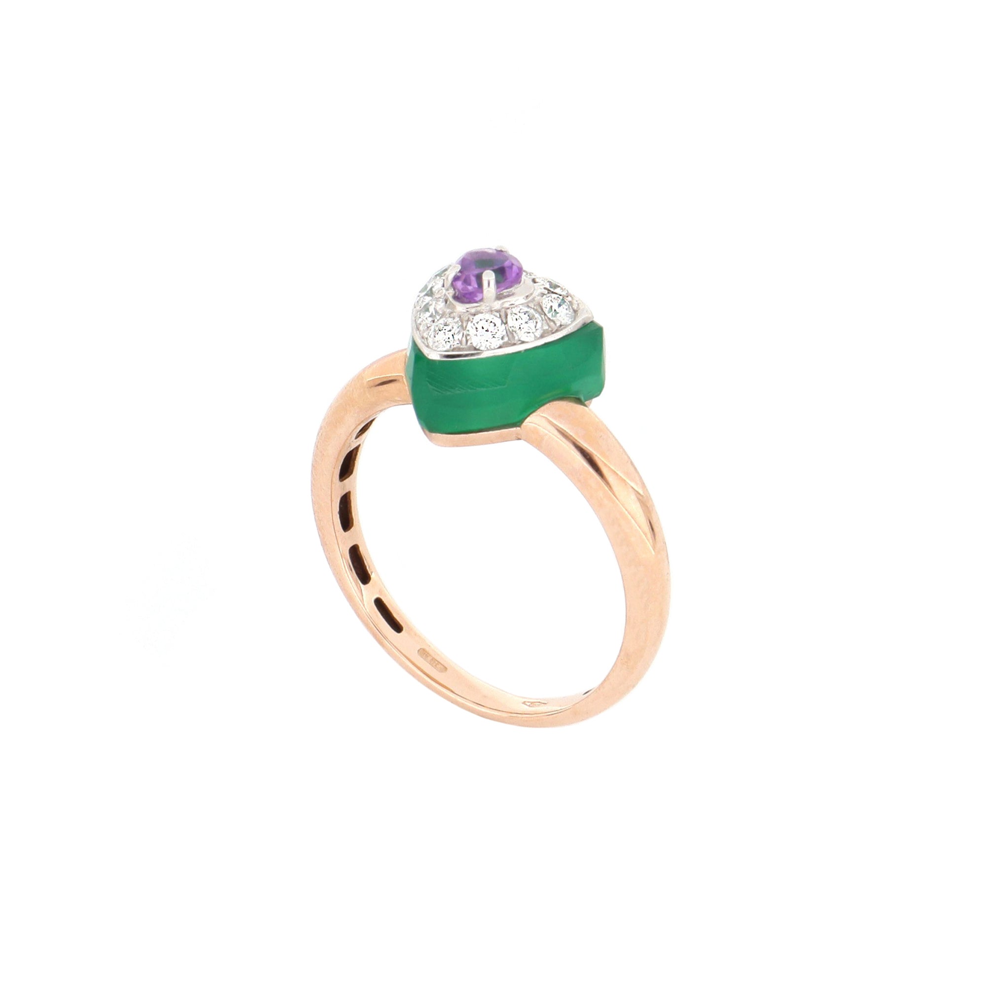 Video Bonbon Ring Triangle With Amethyst Green Onyx And Diamonds
