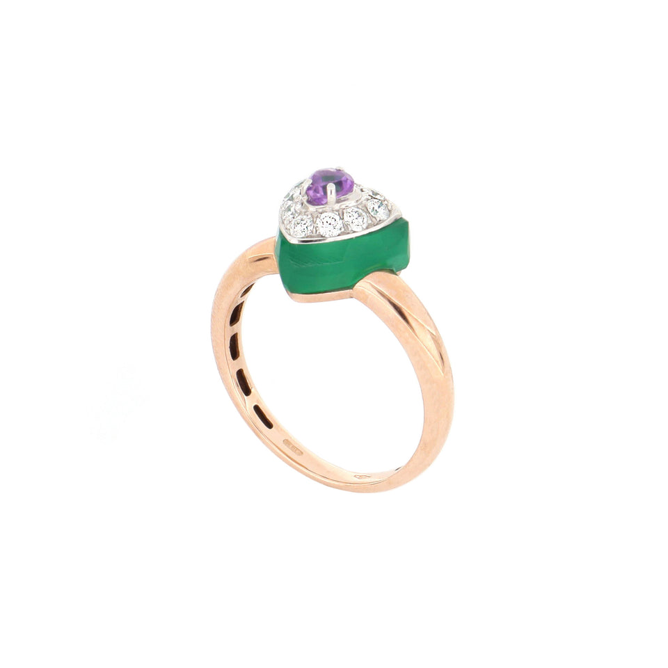 Video Bonbon Ring Triangle With Amethyst Green Onyx And Diamonds