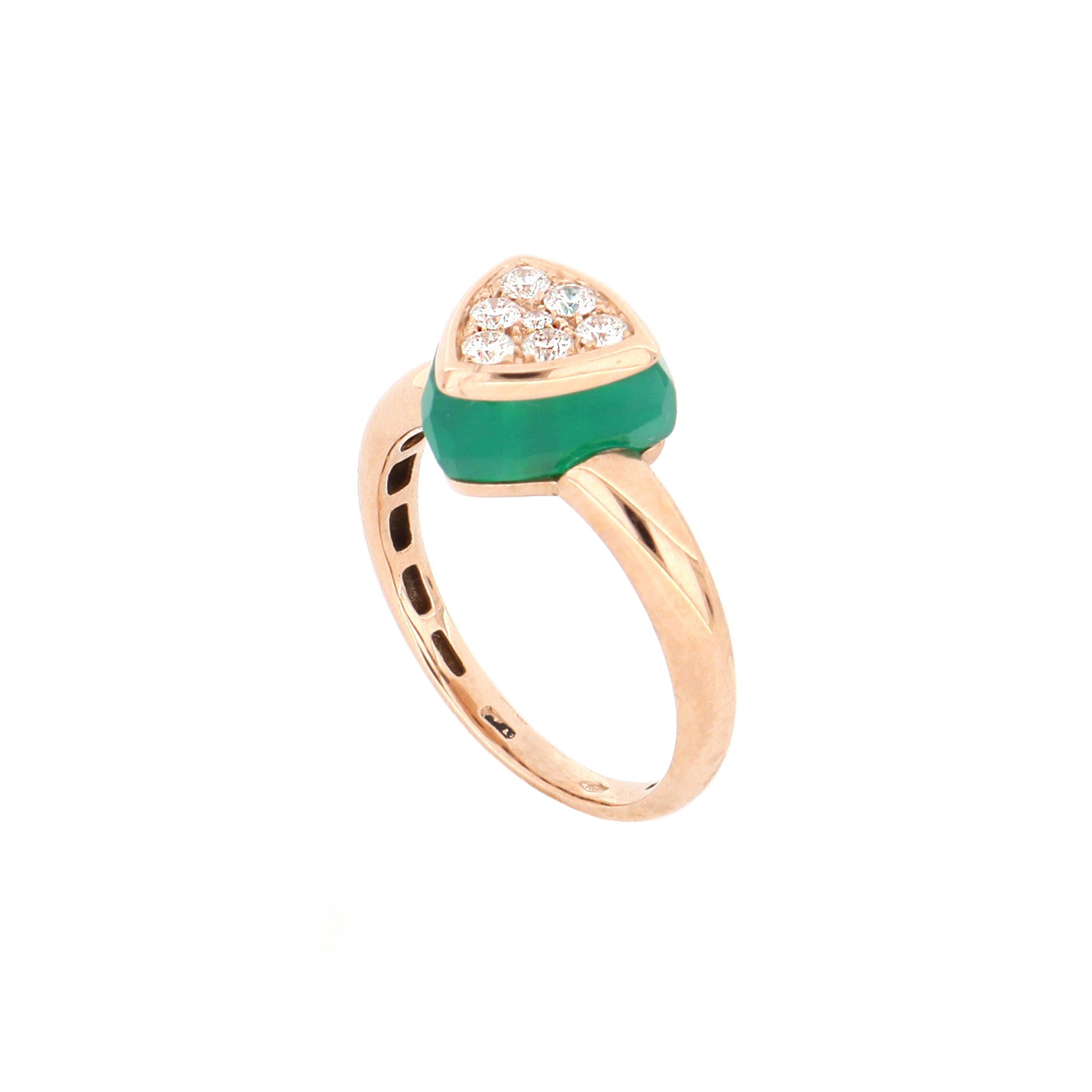 Video Bonbon Ring Triangle With Green Onyx And Diamonds