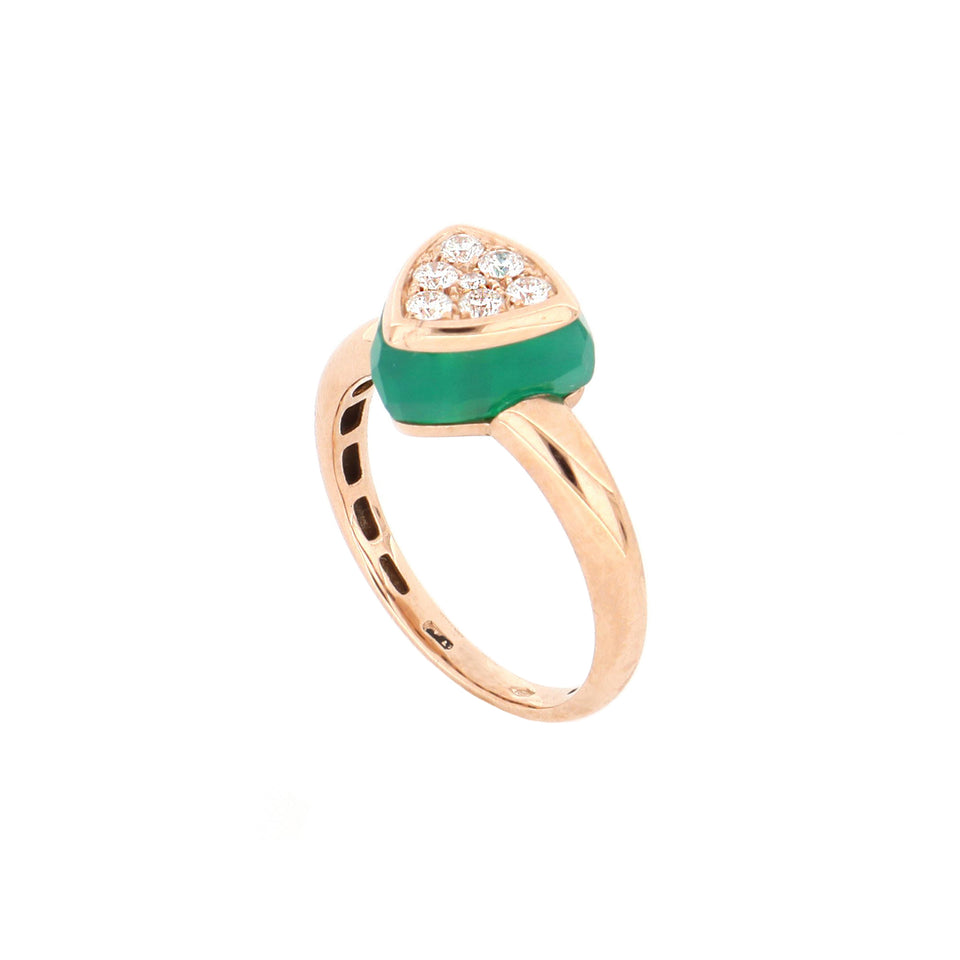 Video Bonbon Ring Triangle With Green Onyx And Diamonds