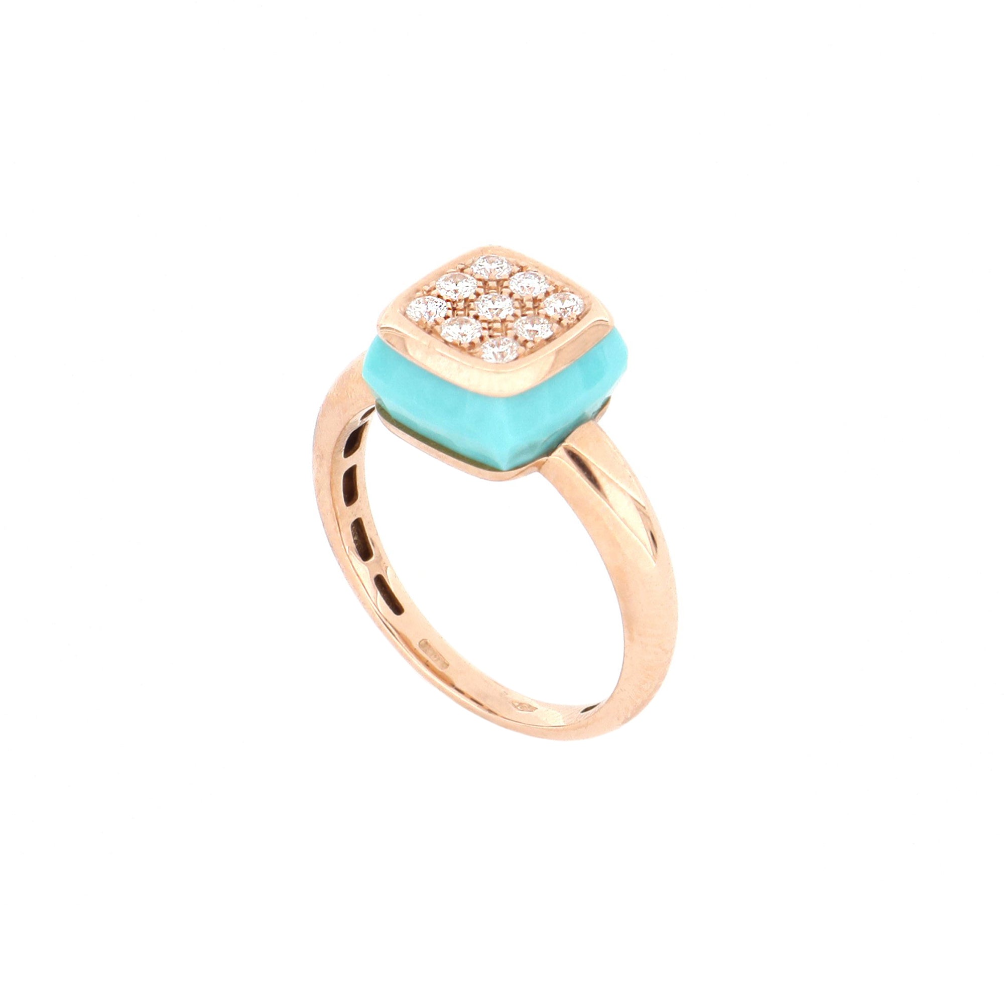 Video Bonbon Ring Square With Turquoise And Diamonds