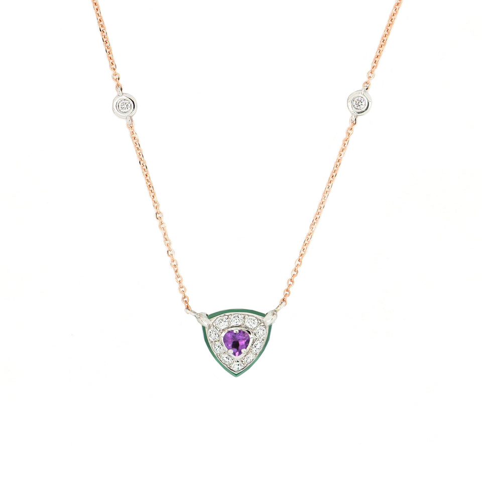 Video Bonbon Necklace Triangle With Amethyst, Green Onyx And Diamonds
