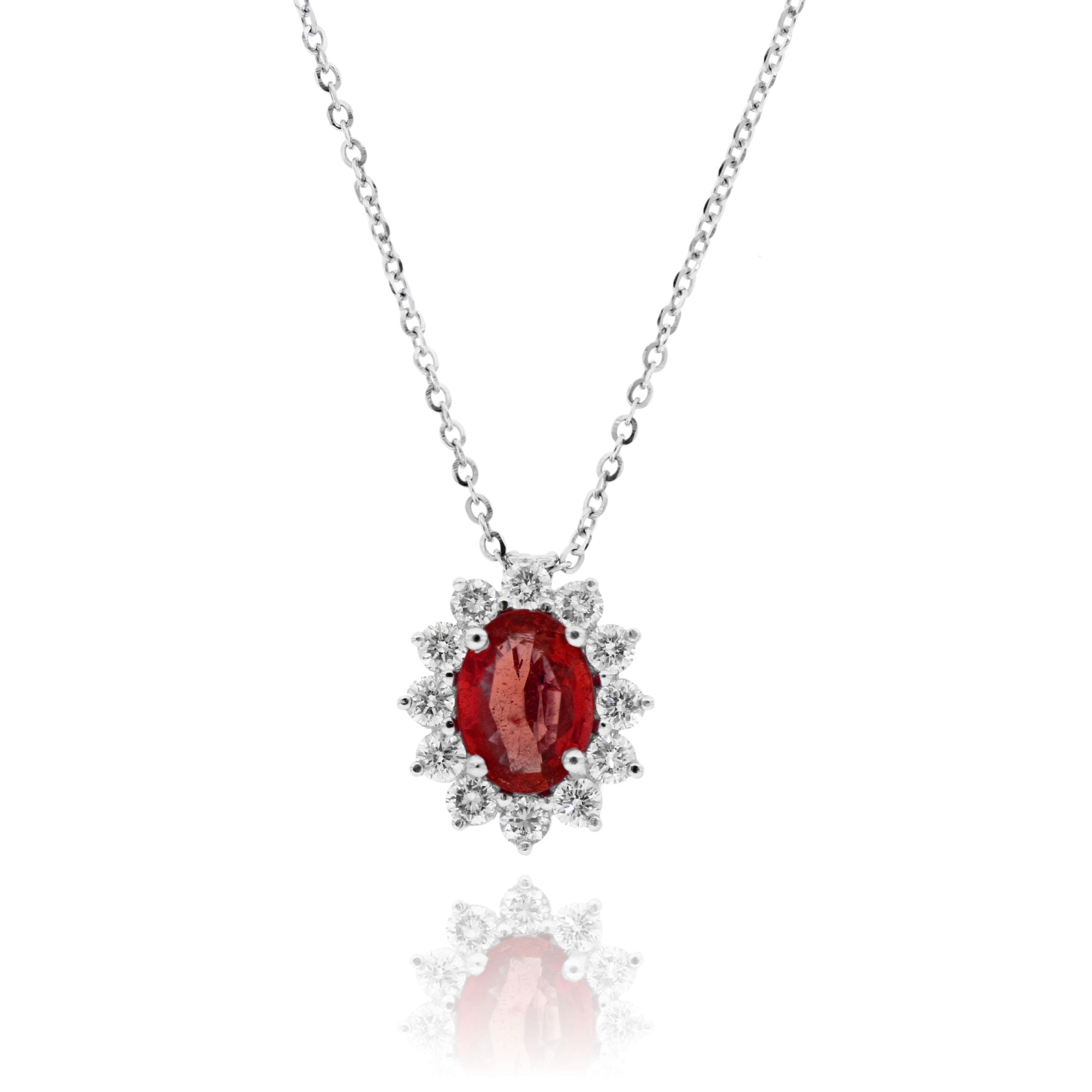 Video Necklace with Diamonds And Ruby Pendant