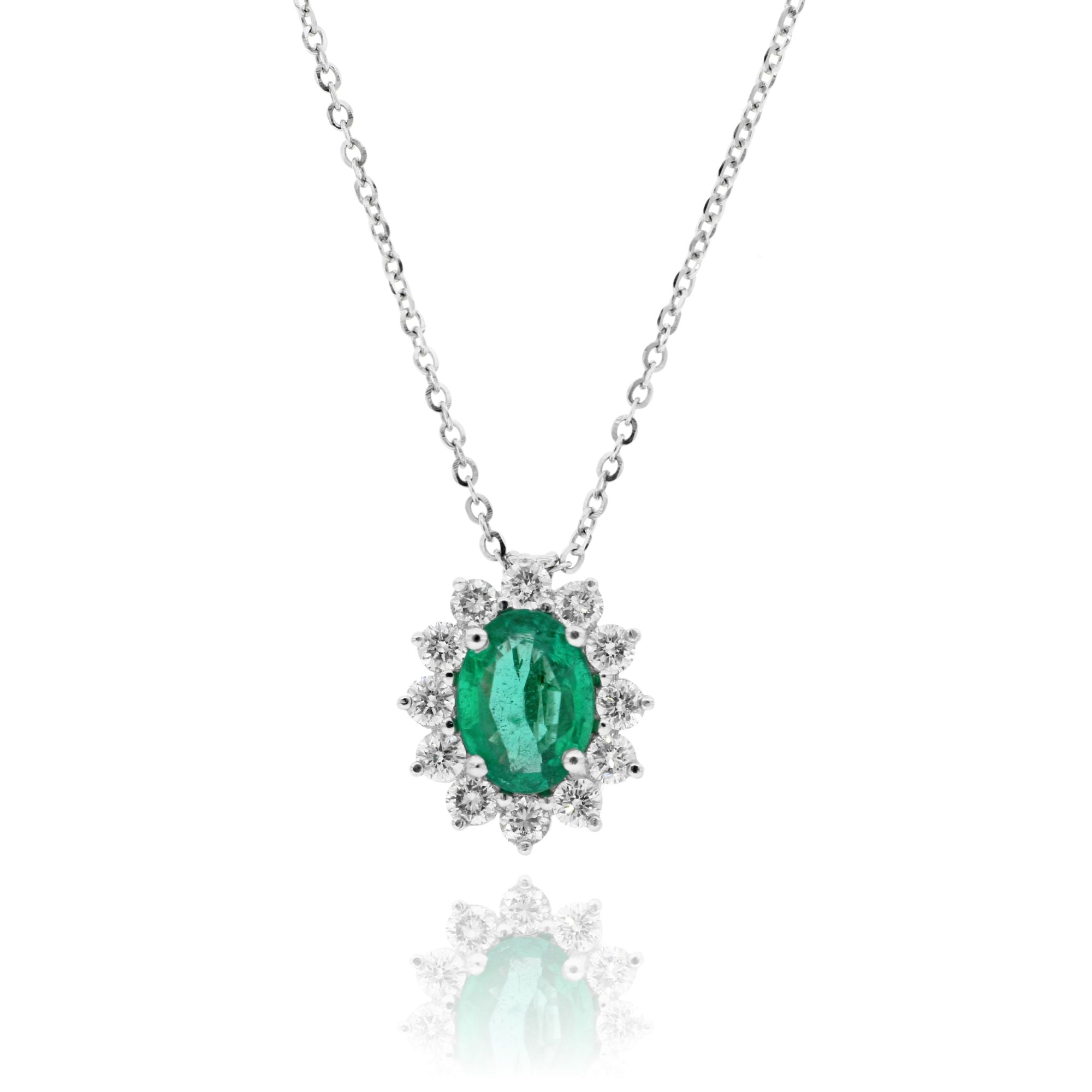 Video Necklace with Diamonds And Emerald Pendant