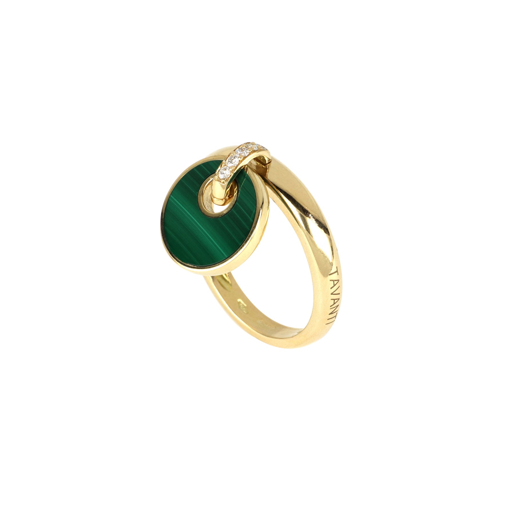 Giove Charm Ring Malachite And Diamonds