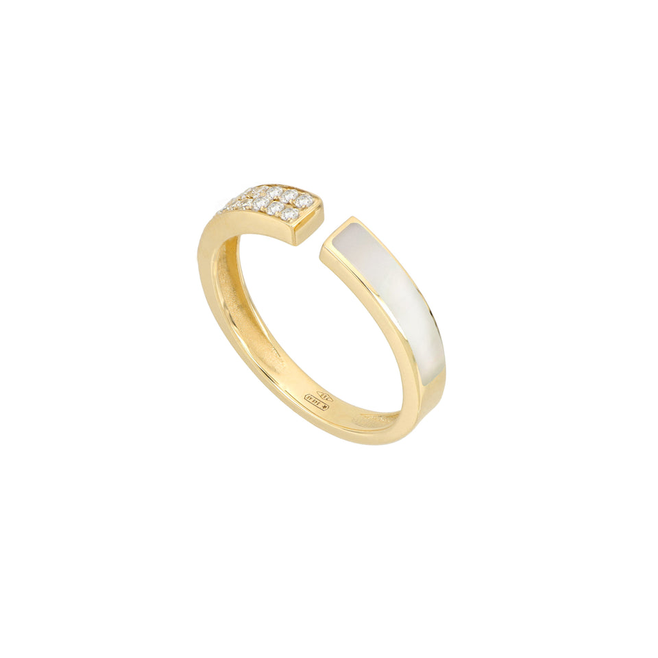 Video Unica Open Ring Mother of Pearl and Diamonds