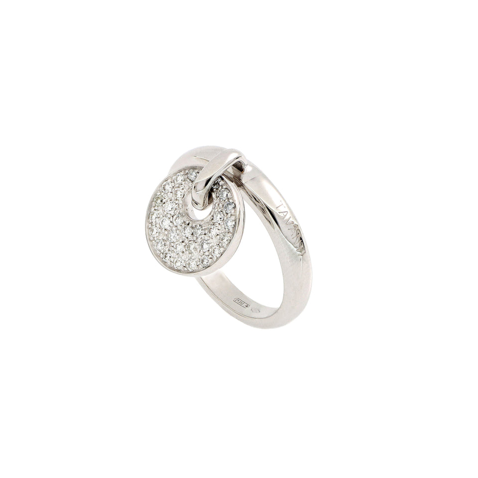 Giove Ring Charm White Gold Diamonds Pavé