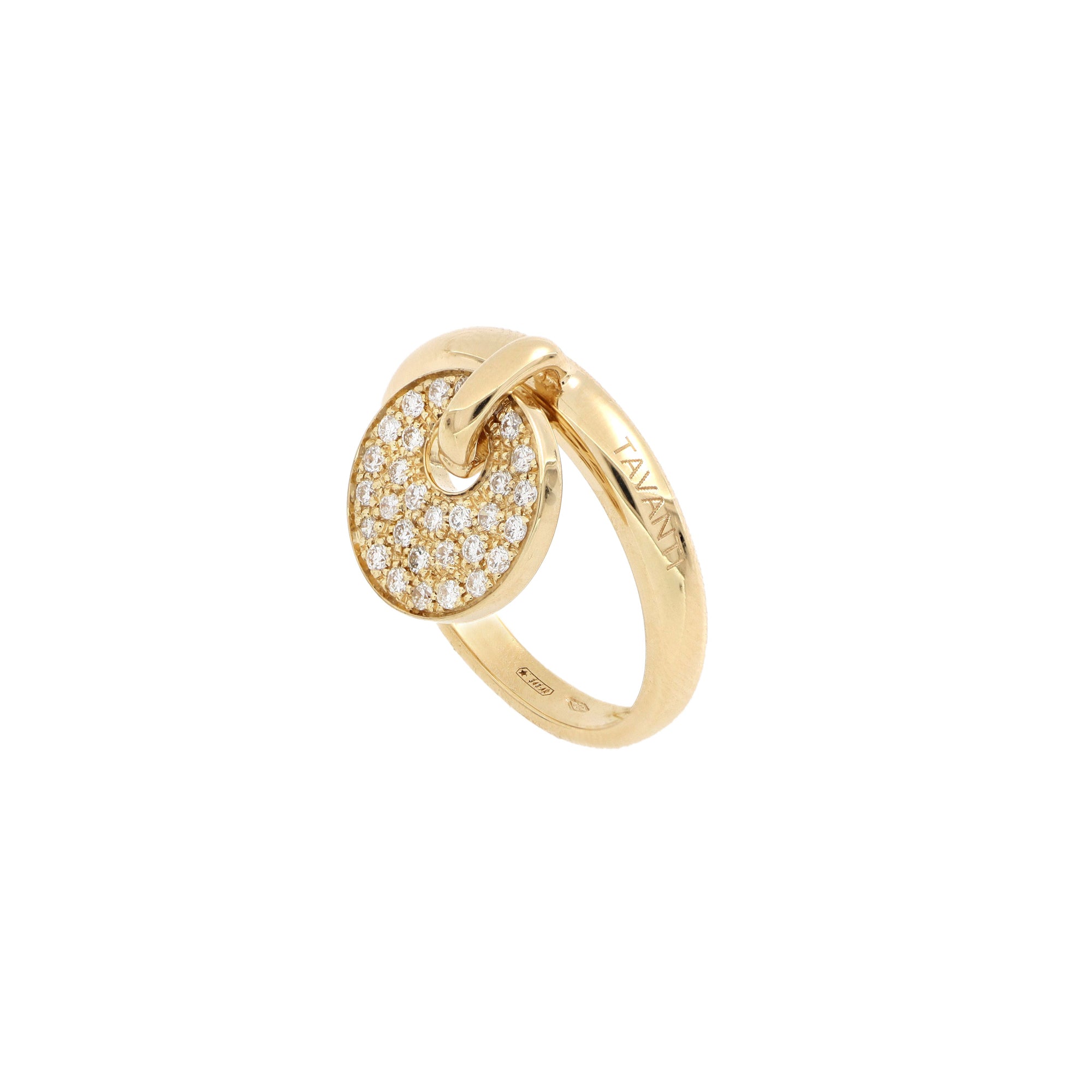 Giove Ring Charm Yellow Gold Diamonds Pavé