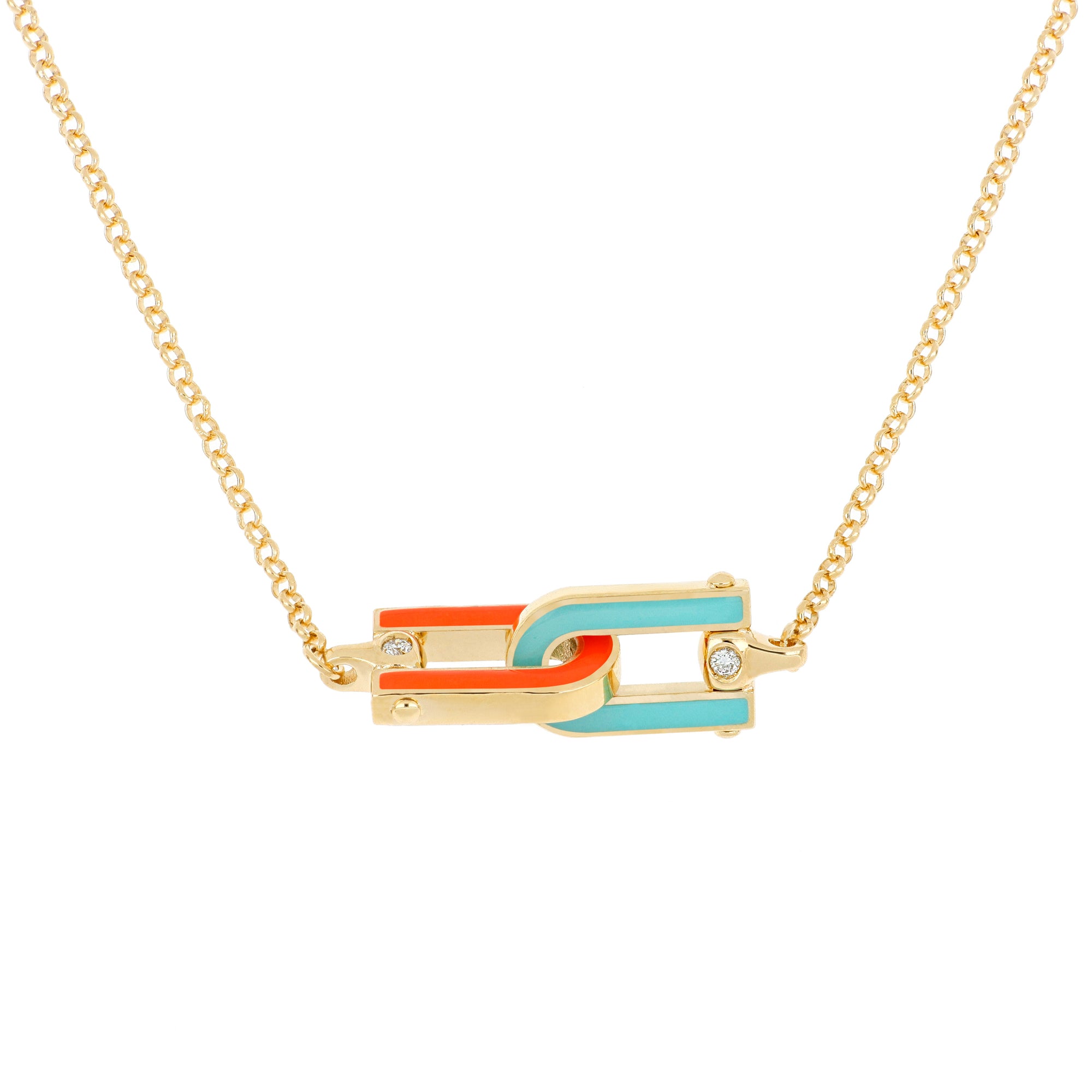 Video Legami Necklace Orange/Aquamarine Enamel