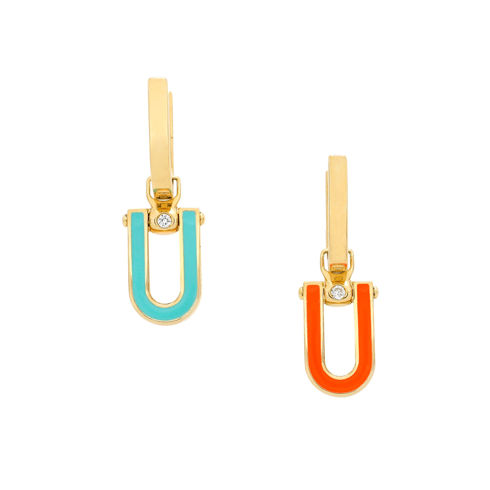 Video Legami Earrings Orange/Aquamarine Enamel