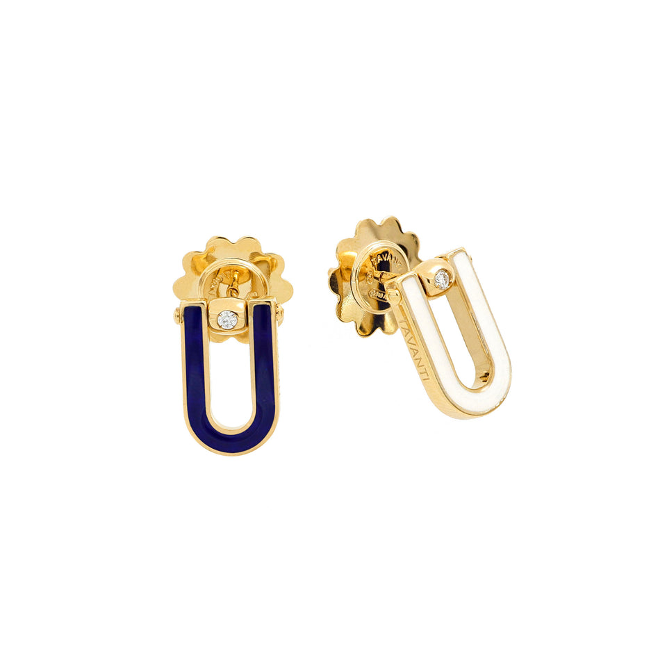 Video Legami Lobe Earrings Blue/White Enamel