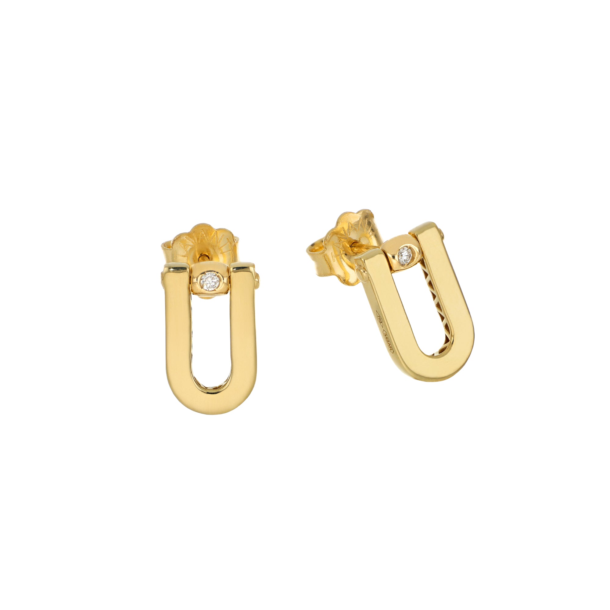 Lobe Earrings Polished Gold and Diamonds