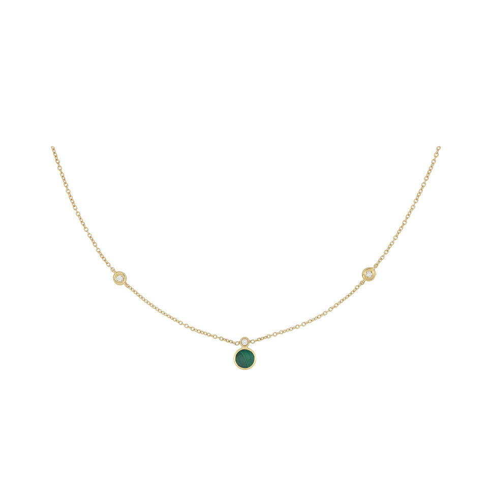 video Brio Circle Necklace malachite And Diamonds