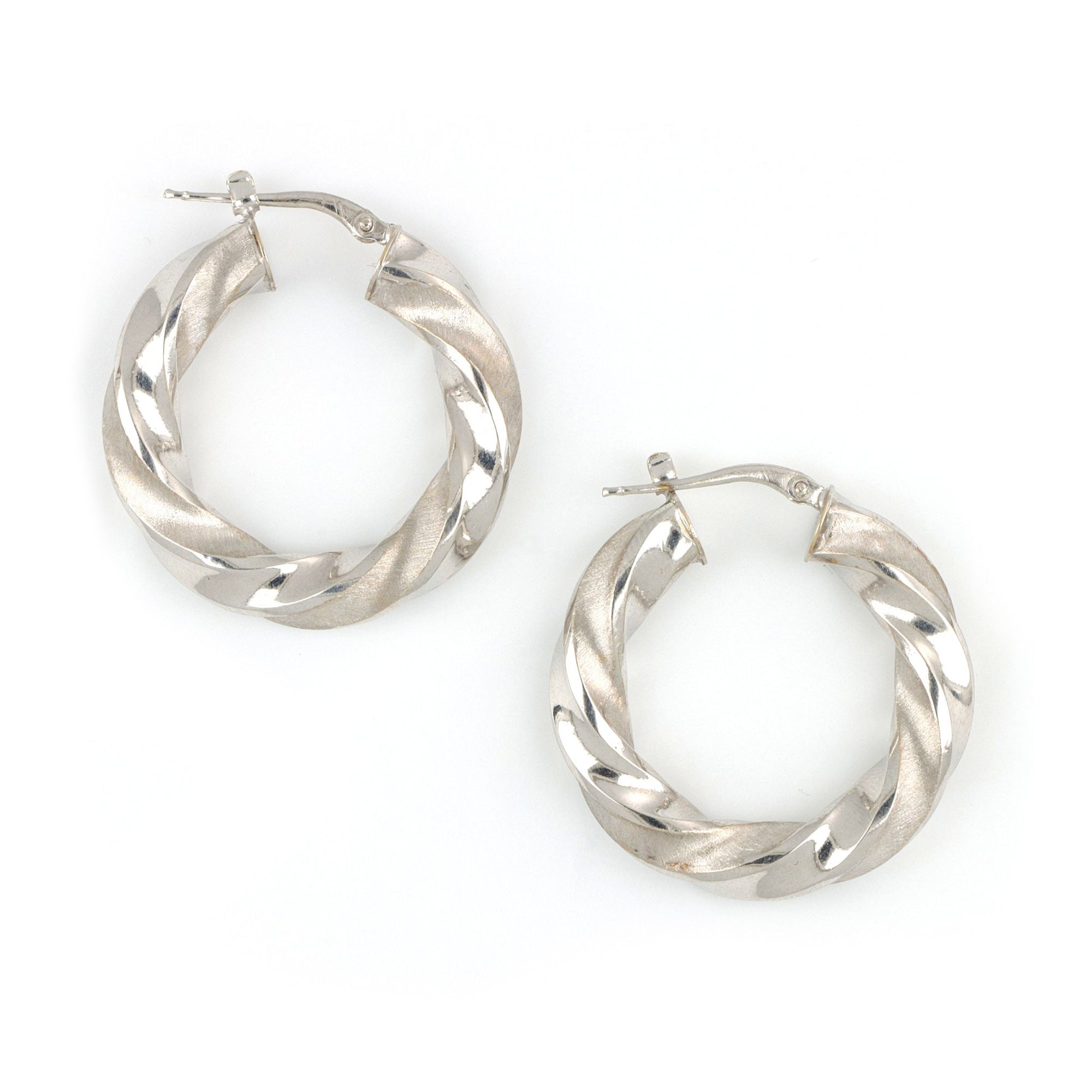 White Gold Twisted Hoop Earrings